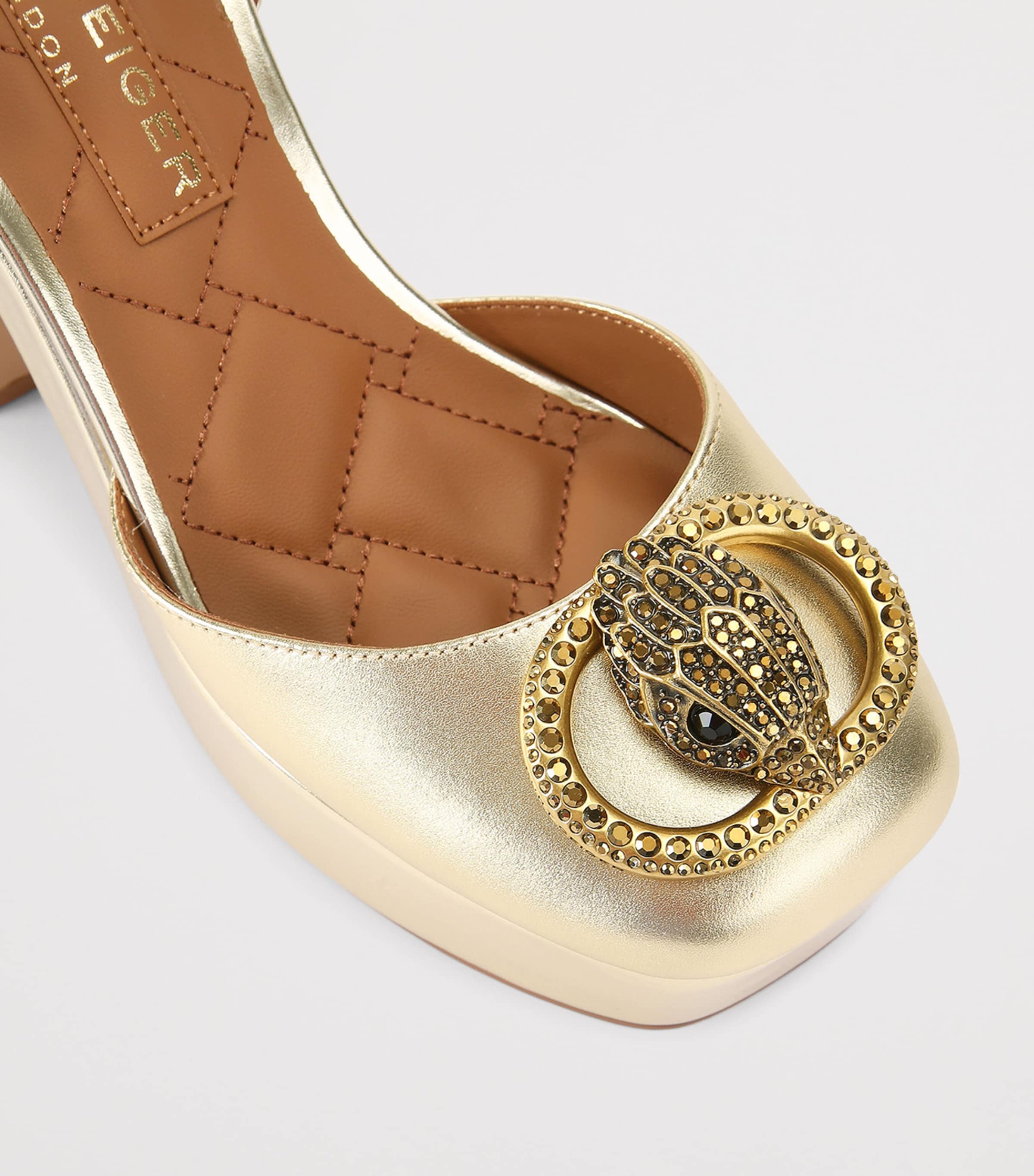 Leather Chelsea Platform Heels GOLD Image 3