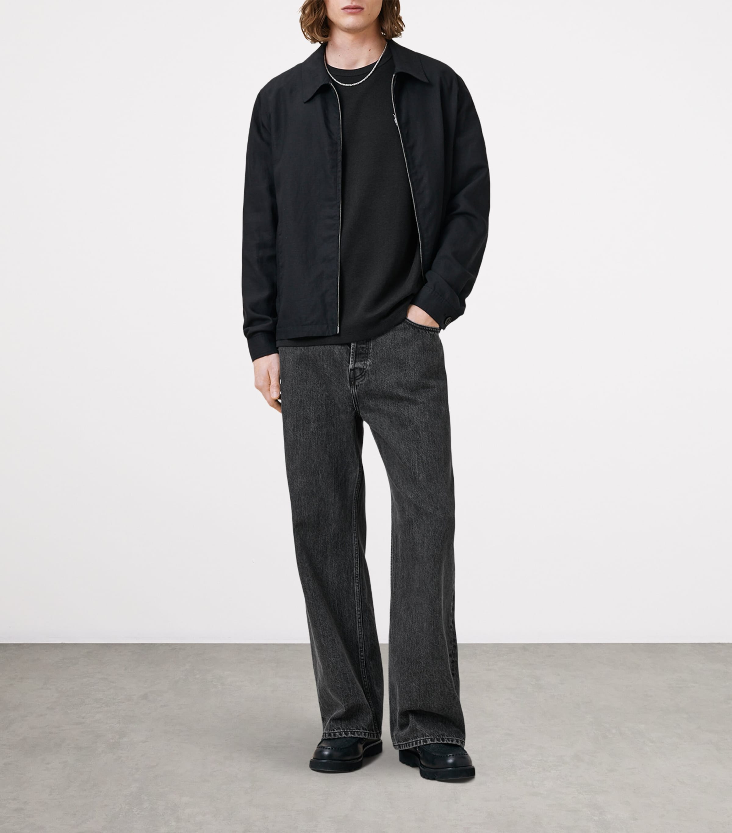 AllSaints Mens Organic Cotton Ellis T-Shirt Jet Black Image 2