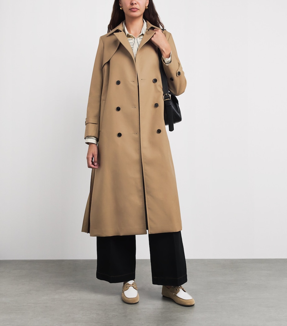 Sandro Paris Womens Pleated Trench Coat Beige Image 2