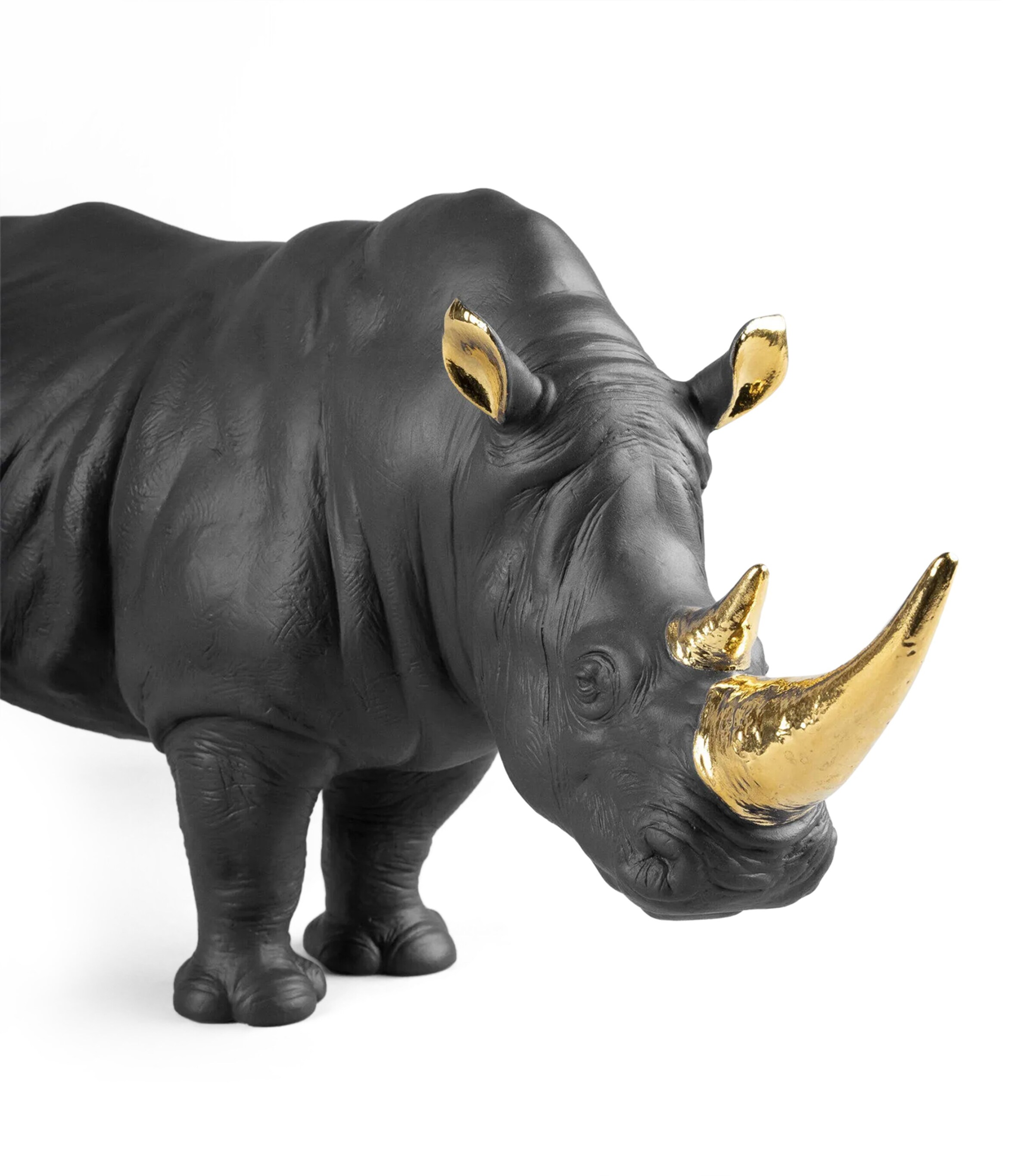 Porcelain Rhino Figurine BLACK Image 3