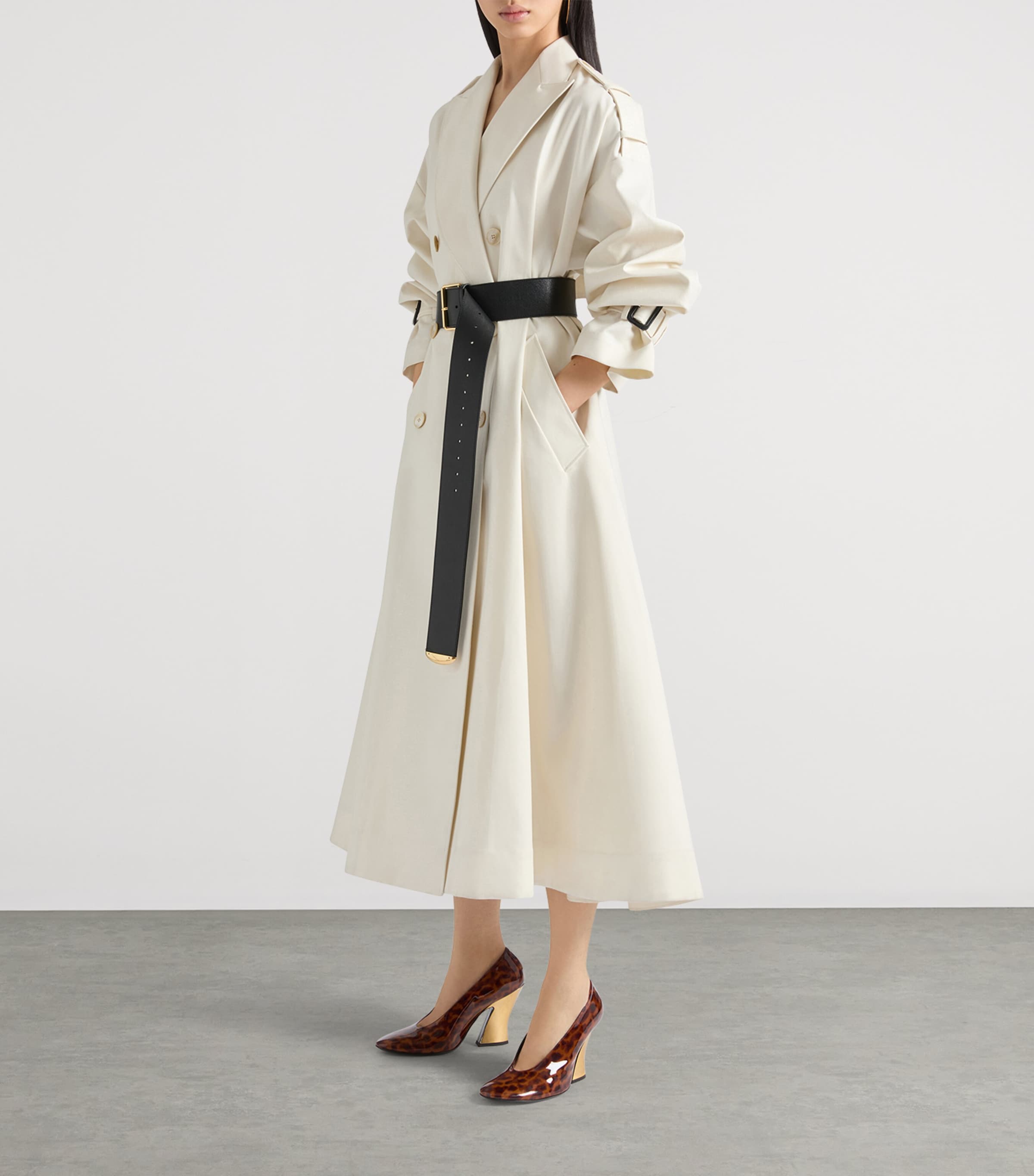 Cotton Belted Trench Coat IVORY Image 4