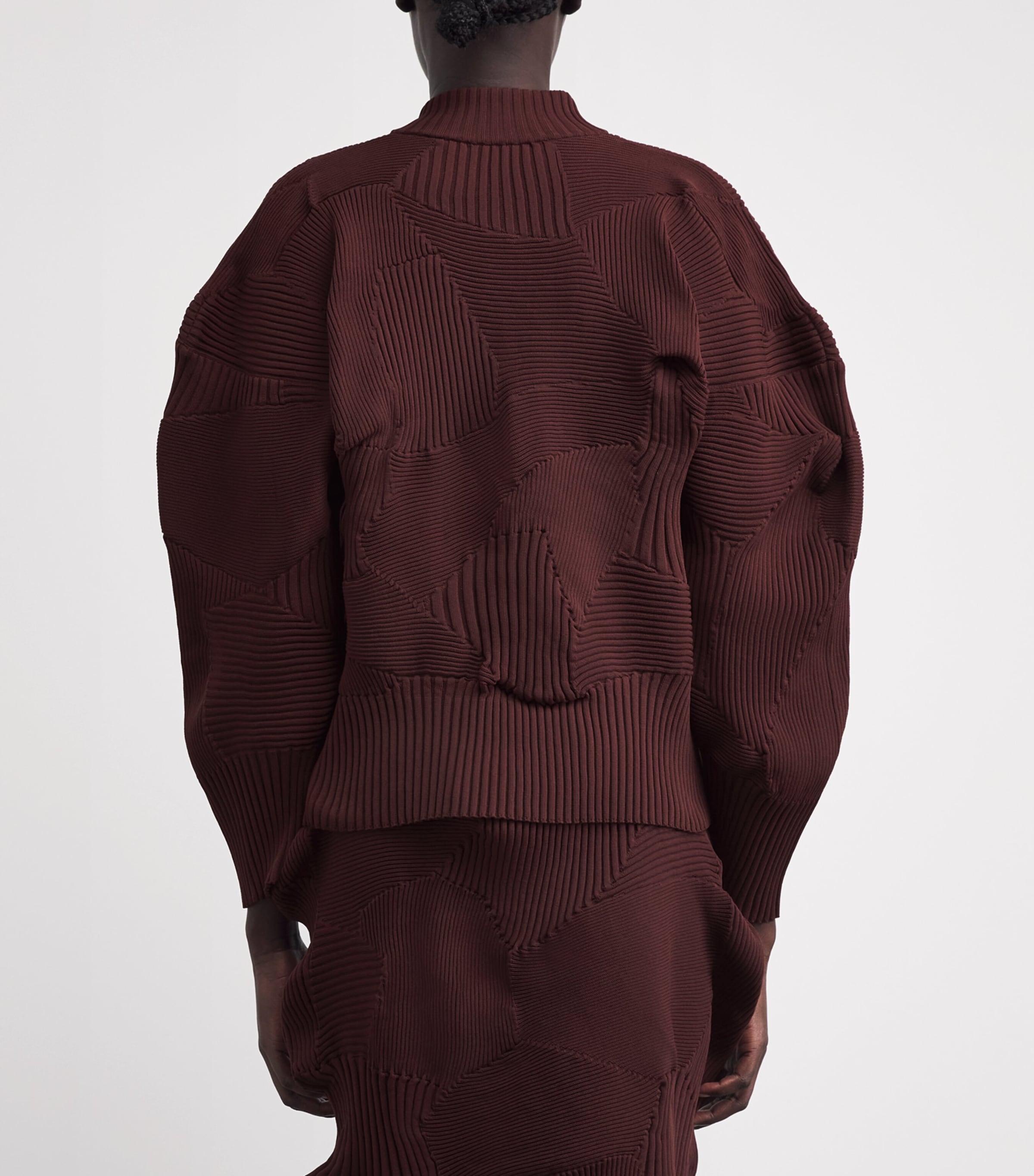 Issey Miyake Womens Knitted KONE KONE Jacket Dark Brown Image 5