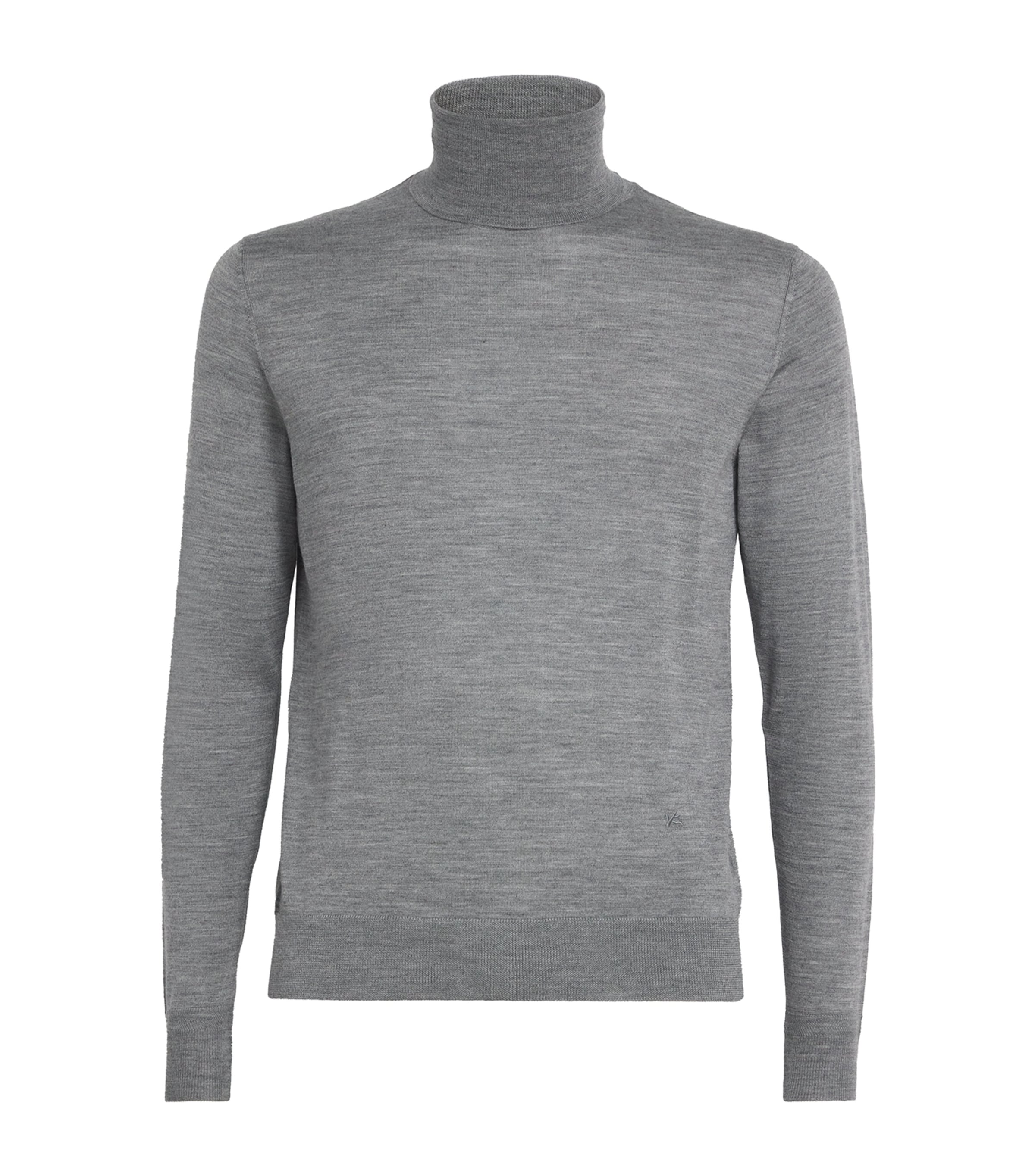 Isaia Wool-silk-cashmere Rollneck Sweater In Gray
