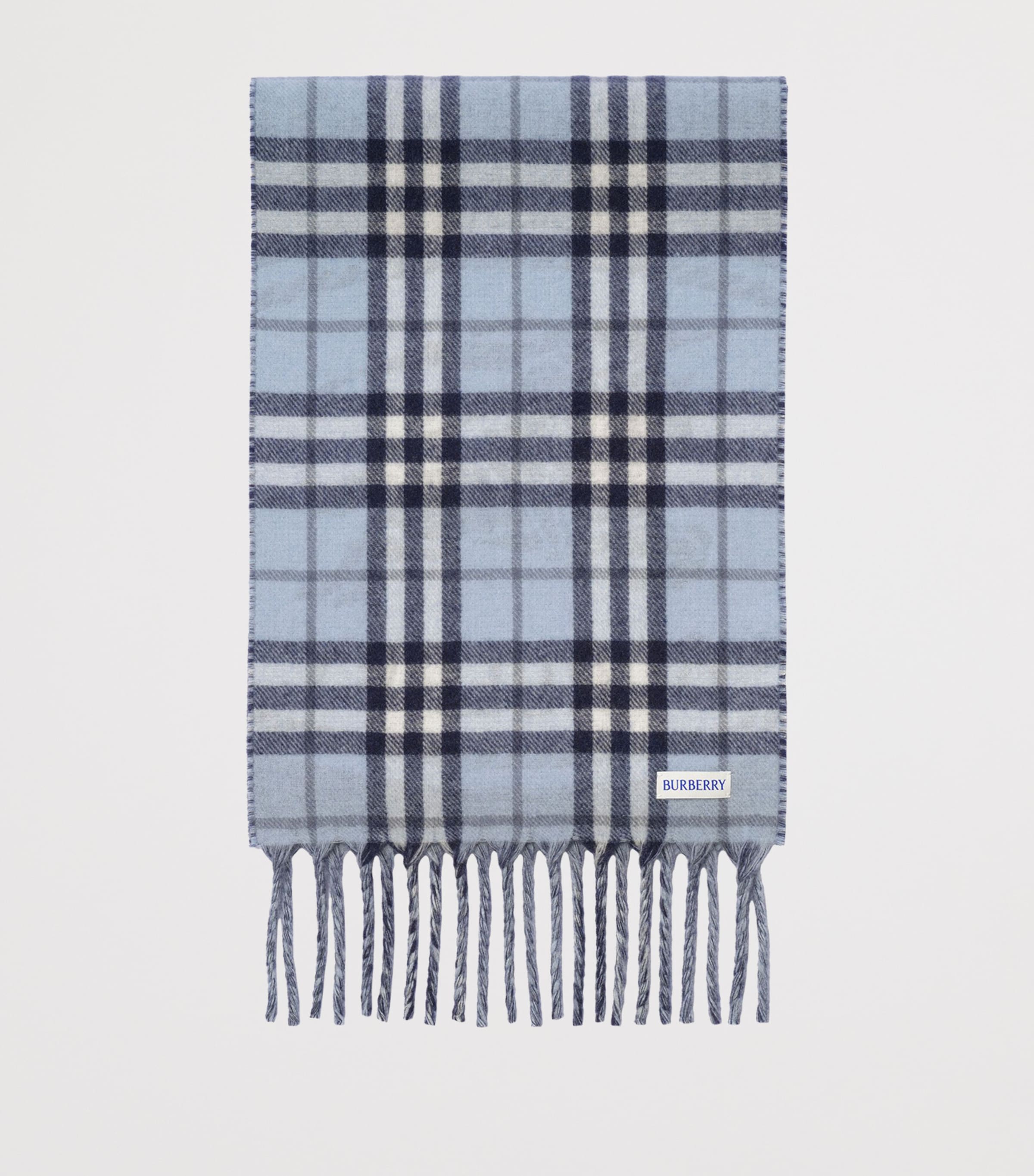 Burberry Cashmere Reversible Check EKD Scarf Bank Blue Image 2