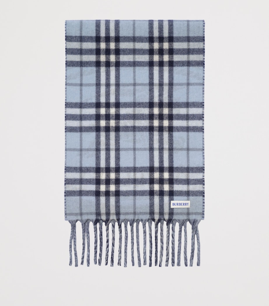 Burberry Cashmere Reversible Check EKD Scarf Bank Blue Image 2