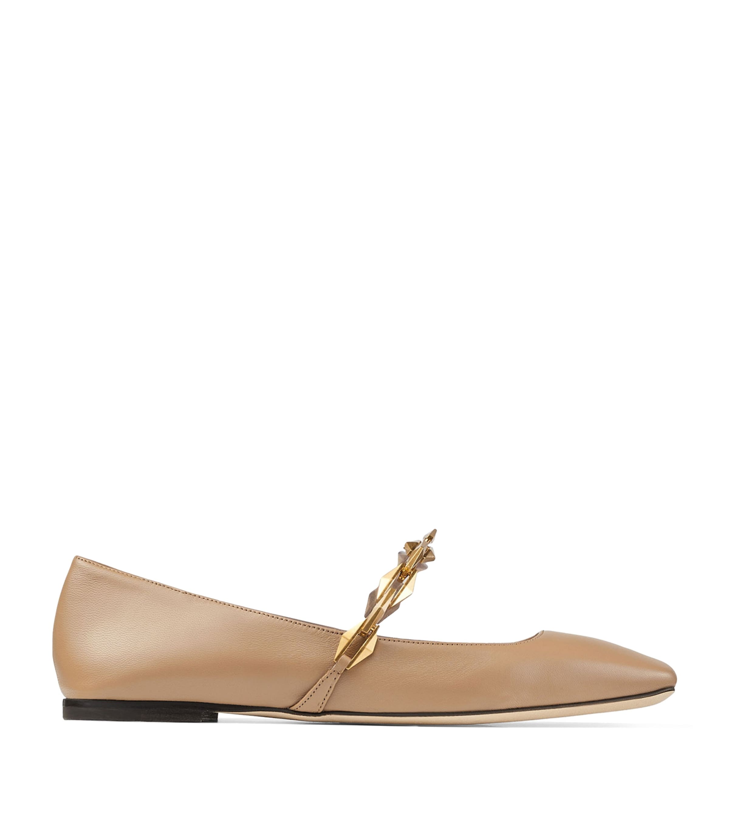 Shop Jimmy Choo Diamond Tilda Leather Ballet Flats In Beige