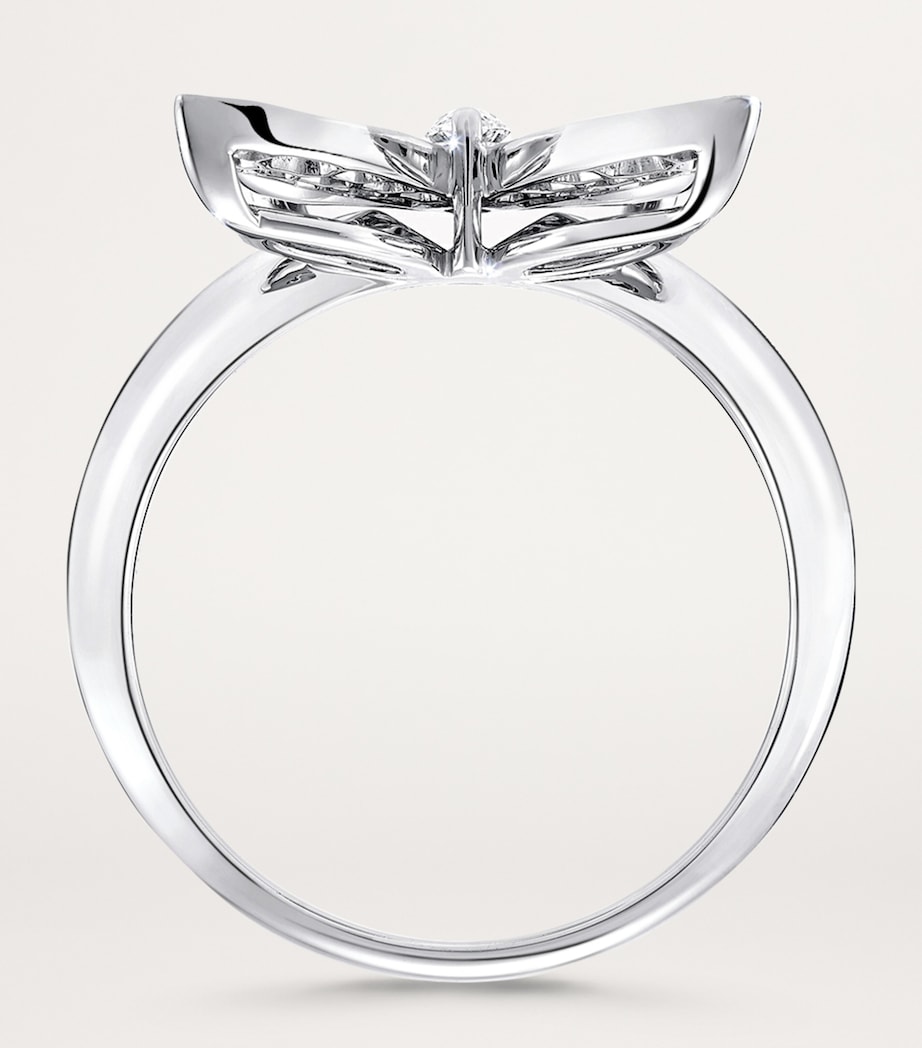 Mini White Gold and Diamond Butterfly Ring WHITE GOLD Image 3
