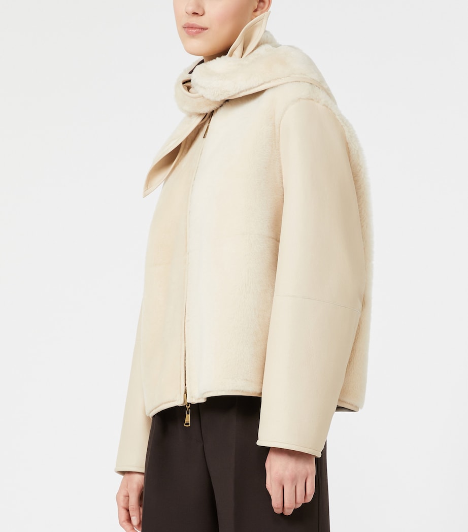 Max Mara Womens Shearling Coat Ivory Image 5