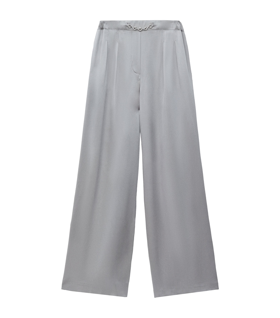 EXCLUSIVE Silk Satin Silver Capsule Donut Chain Pyjama Trousers