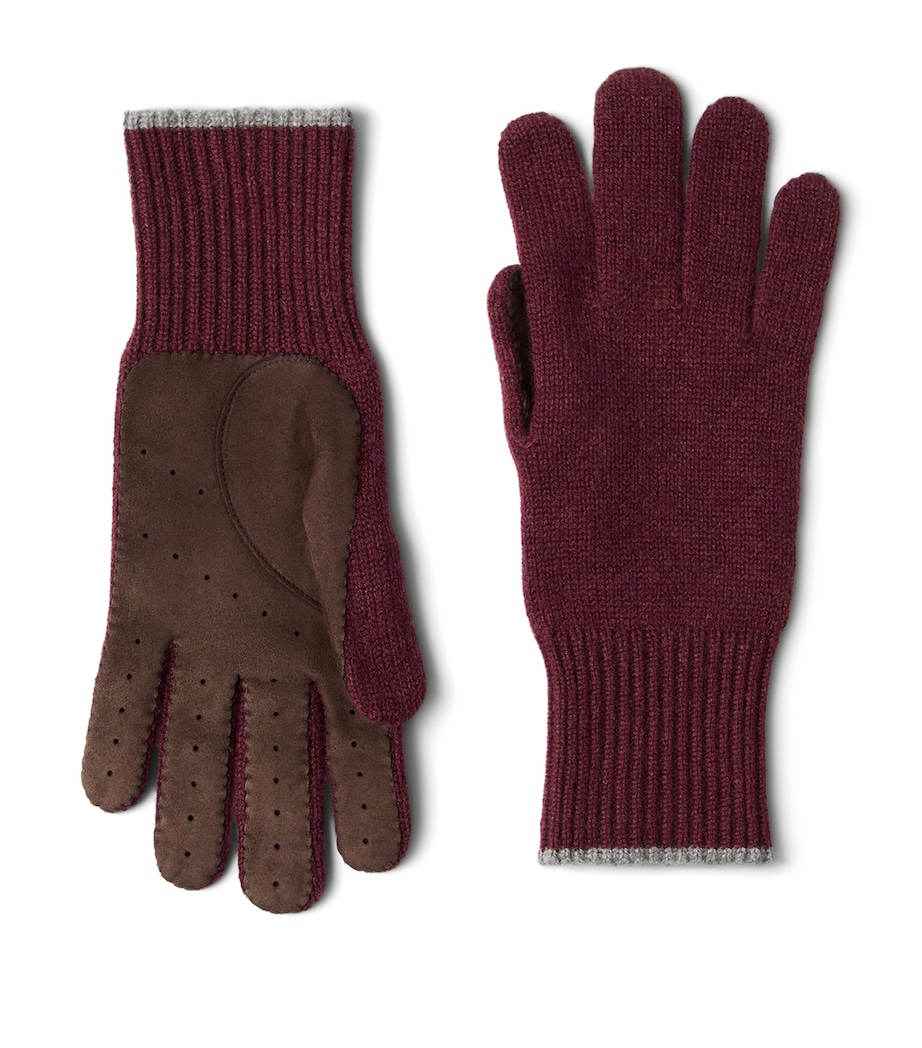 Cashmere Suede-Trim Gloves CJE70 Image 1