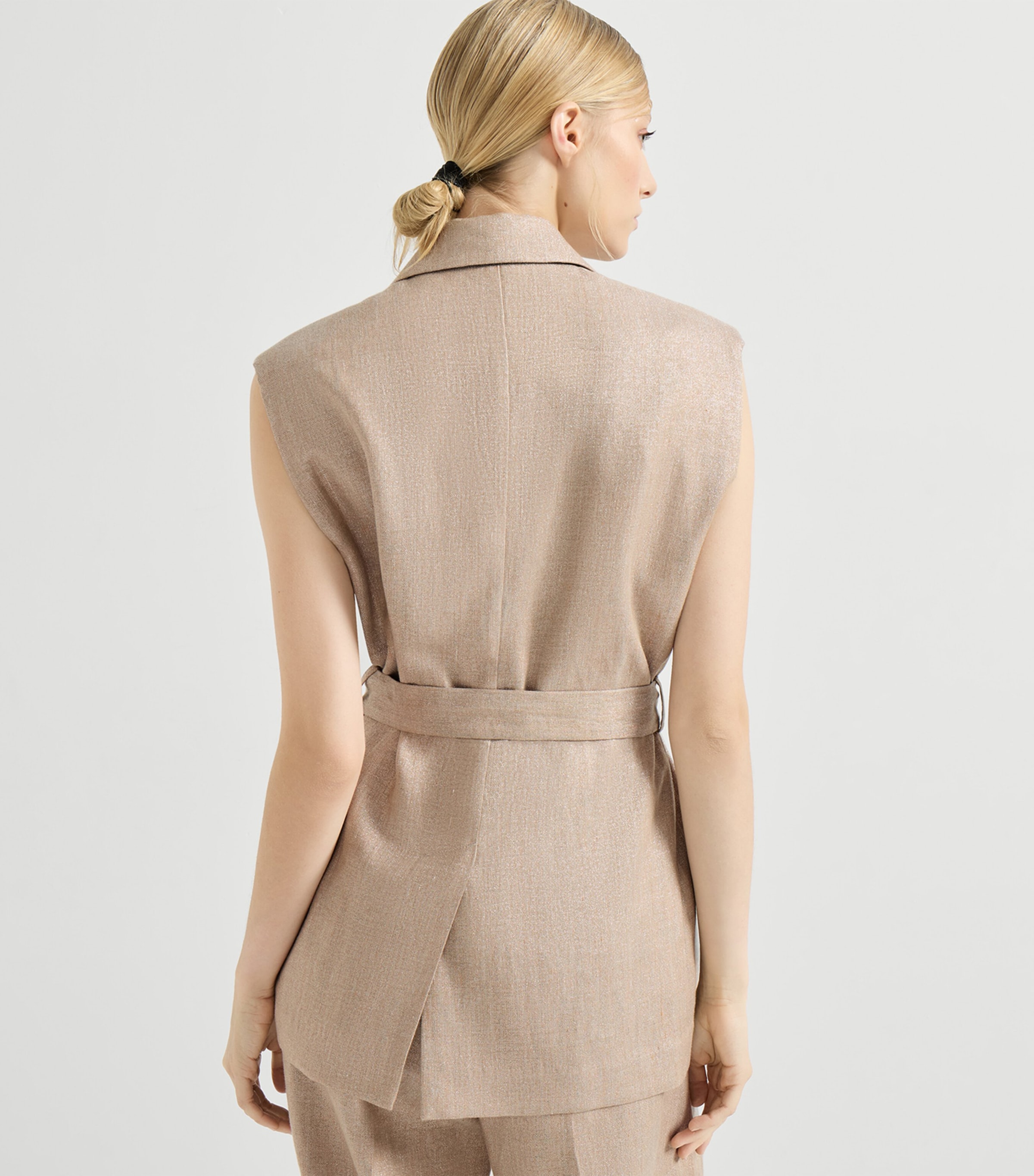 Linen-Blend Sparkling Vest C920 Image 5