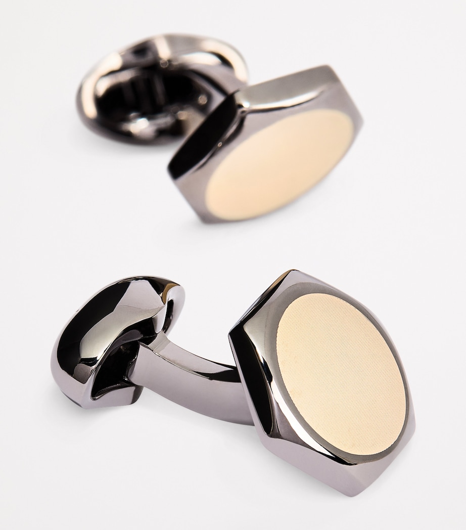 Babette Wasserman Black Rhodium-Plated Hexagon Cufflinks Black Image 6