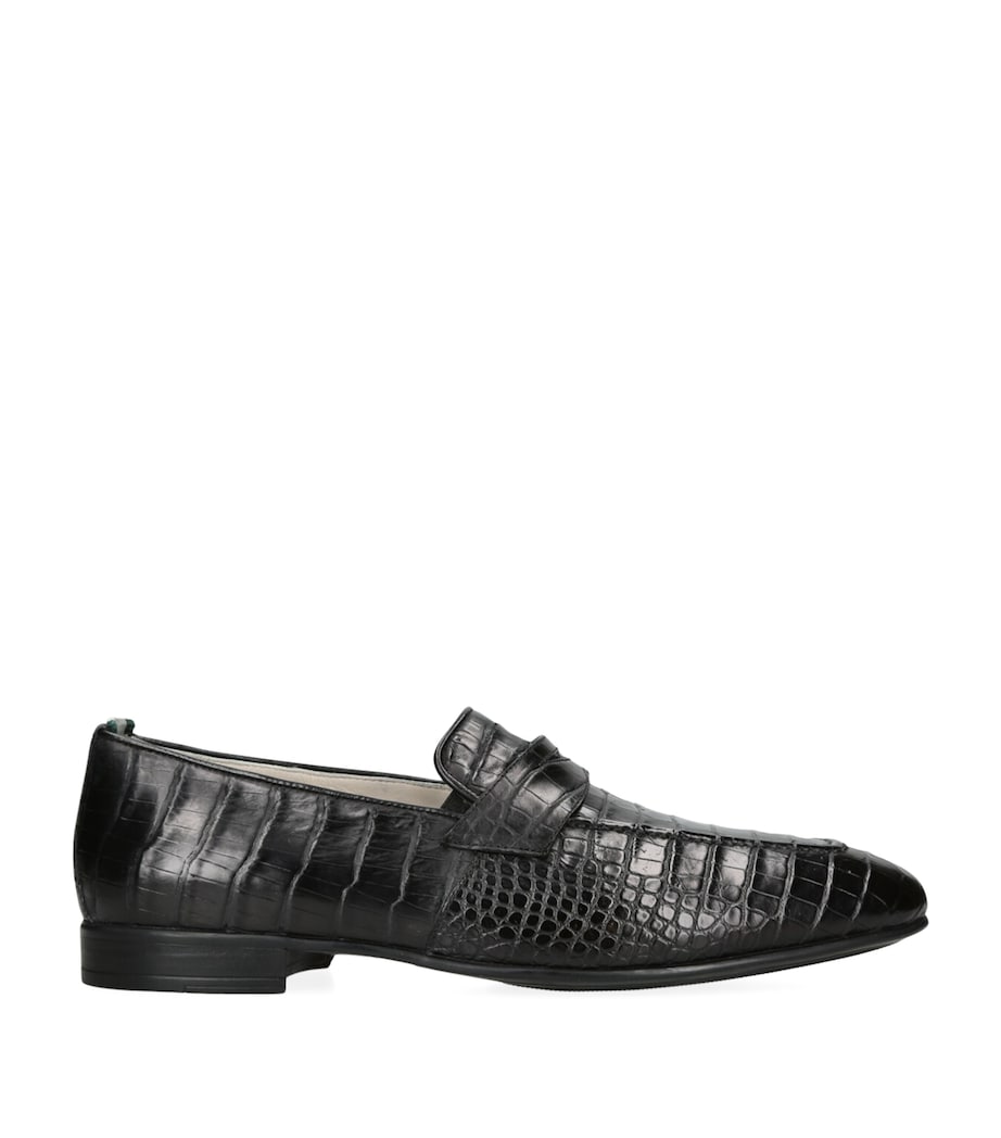 Crocodile Leather Loafers BLACK Image 1