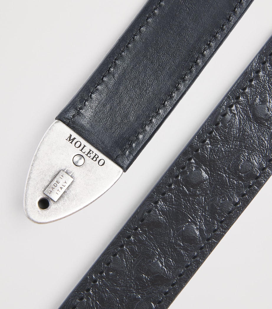 Molebo Leather Embossed Western Belt Black Leather Image 5