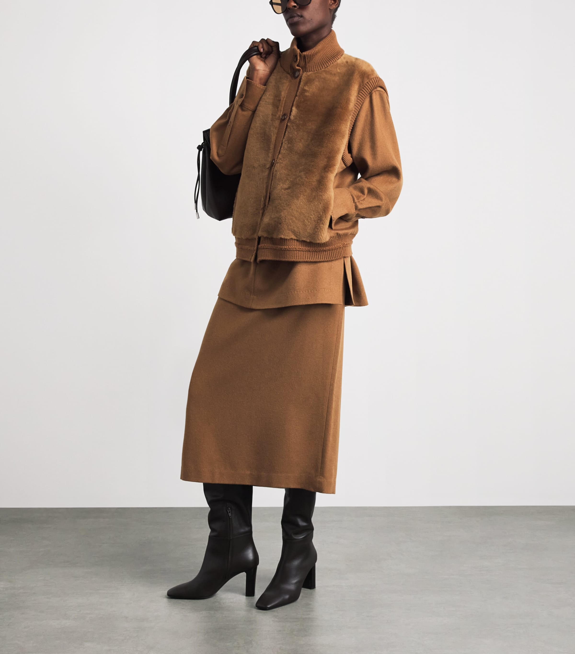 Lafayette 148 Womens Camel Hair Maxi Skirt Vicuna Image 2