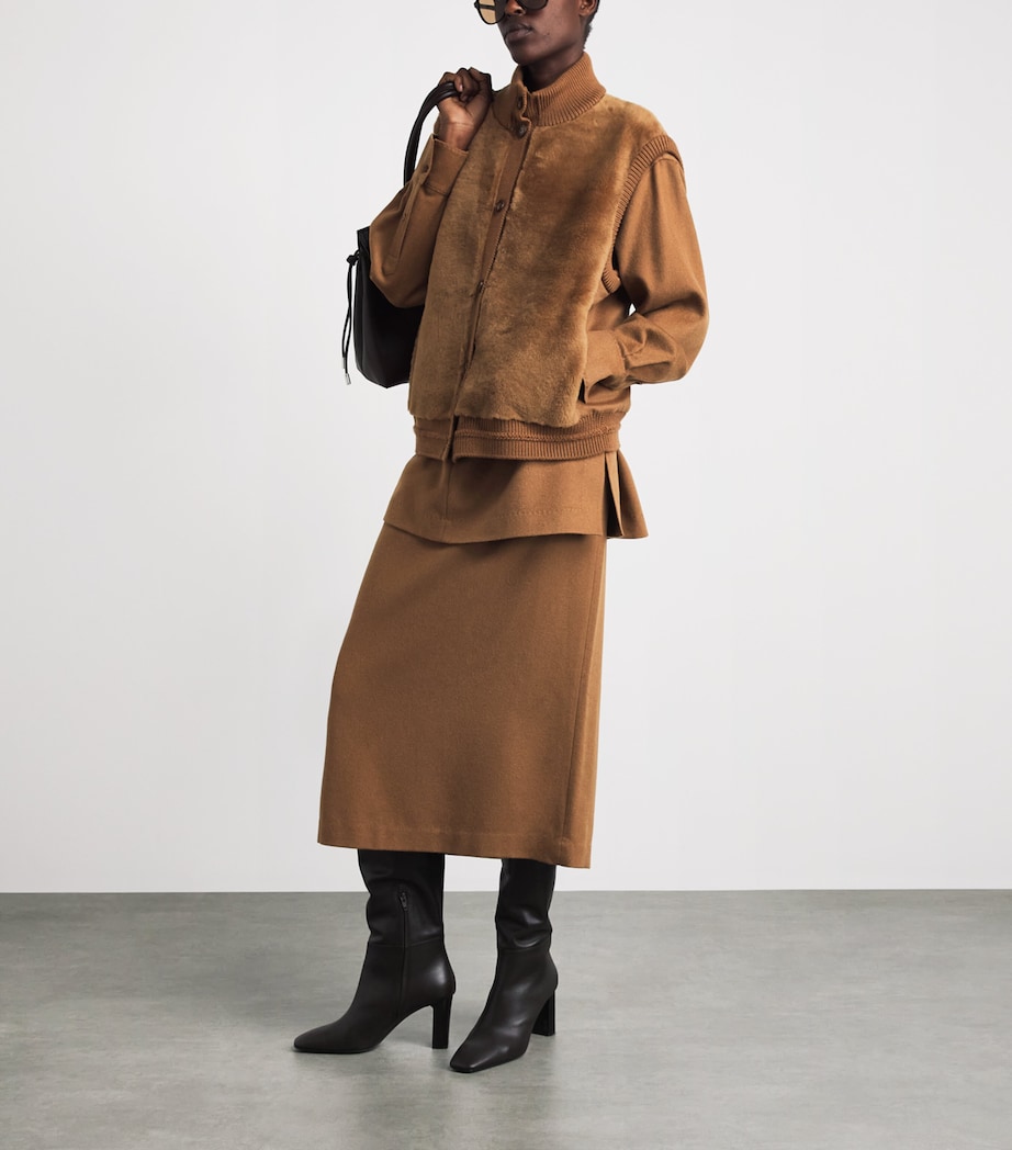 Lafayette 148 Womens Camel Hair Maxi Skirt Vicuna Image 2