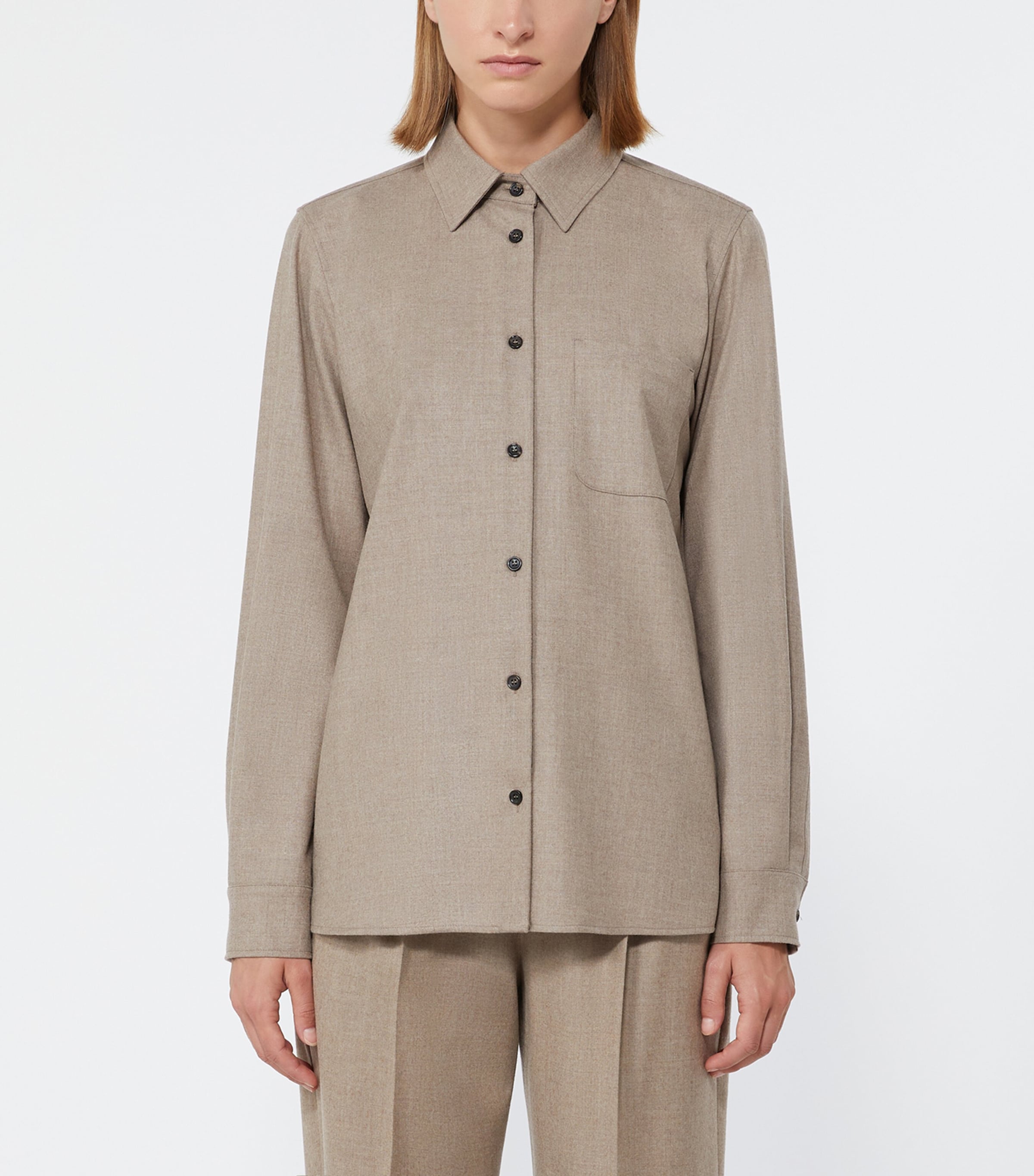 Max Mara Womens Stretch-Cashmere Shirt Sand Image 3
