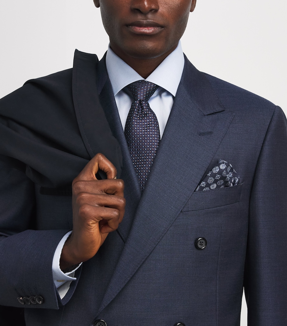 Eton Silk Multi Dot Tie Navy Blue Image 2
