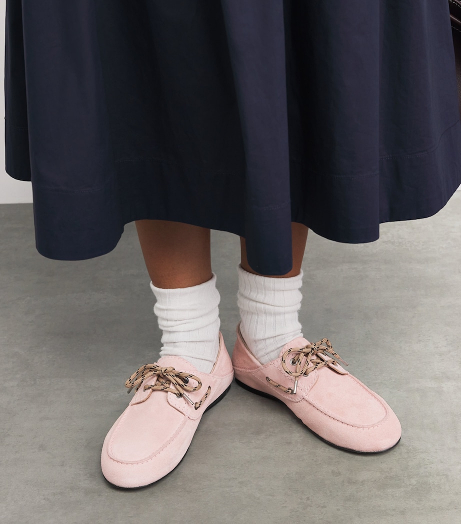 Sandro Paris Suede Boat Shoes Pink Image 4