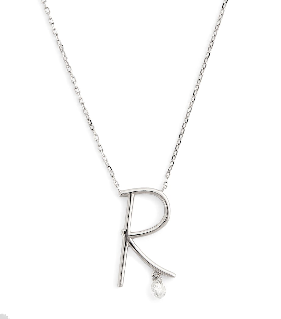 White Gold and Diamond Alphabet Necklace WHITE GOLD Image 1