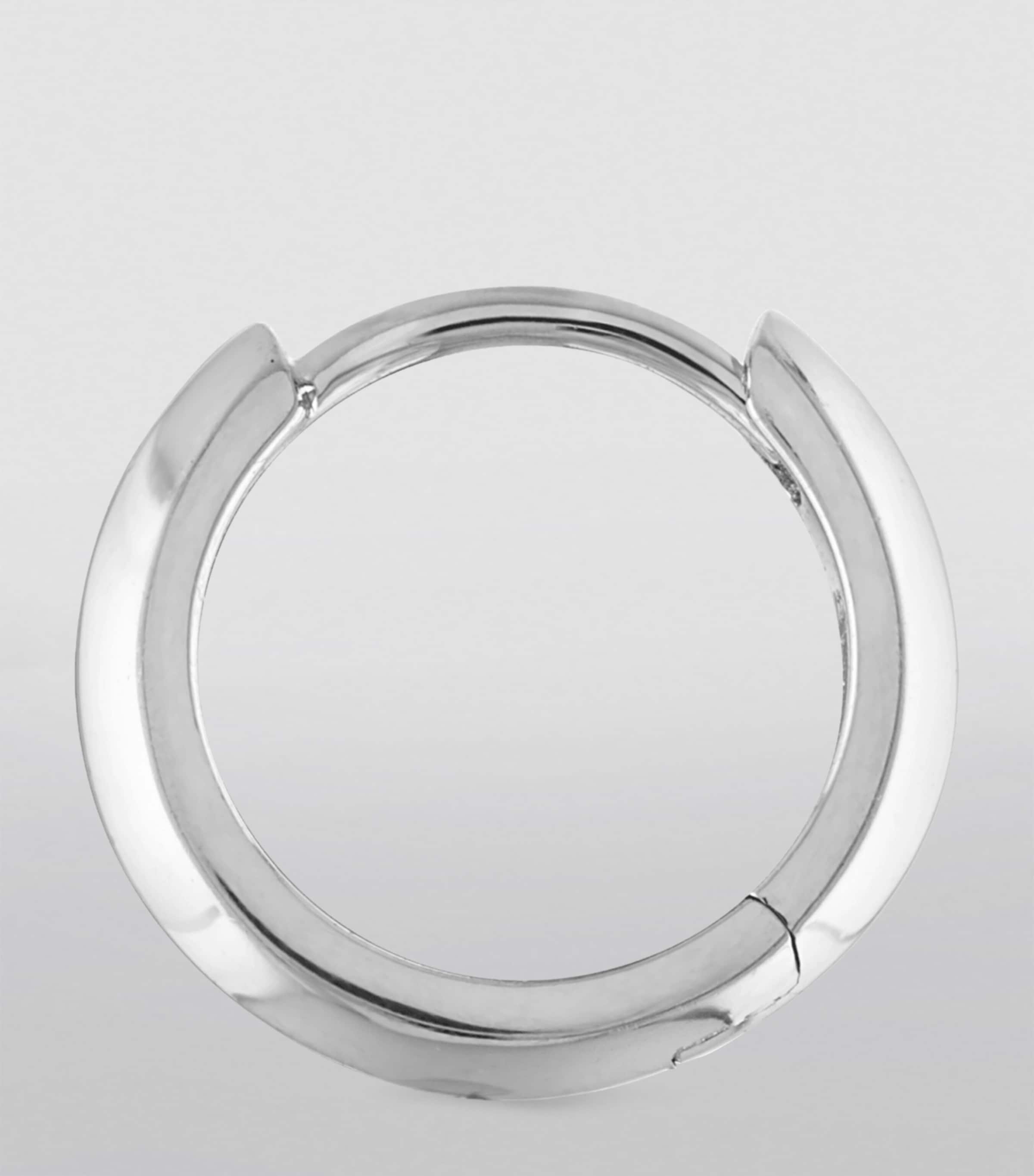 Faceted Metal Vertex Single Hoop Earring (8mm) WHITE GOLD Image 3