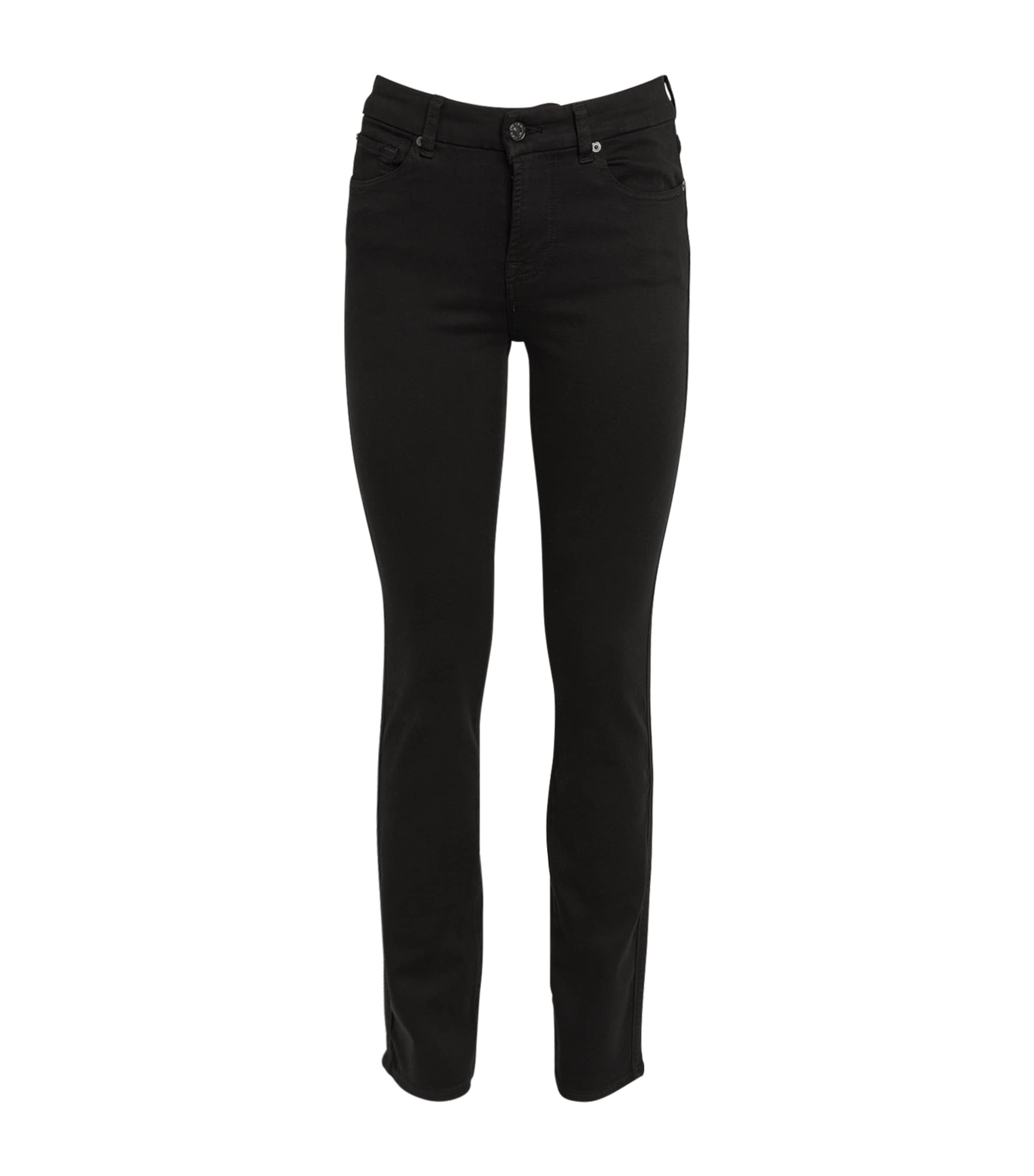 7 For All Mankind Bair Denim Straight-fit Jean In Black