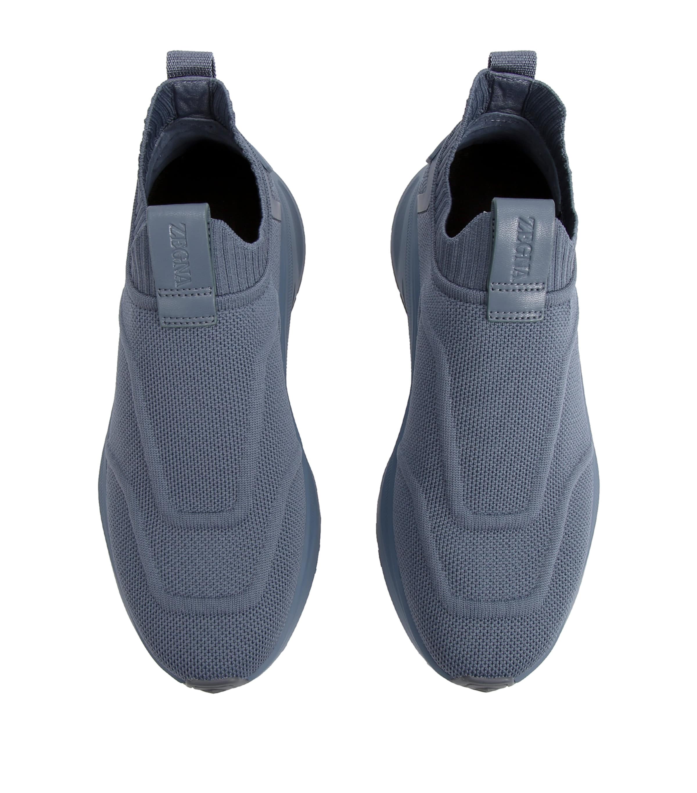 Zegna Blue Techmerino Wool Sneakers | Harrods UK
