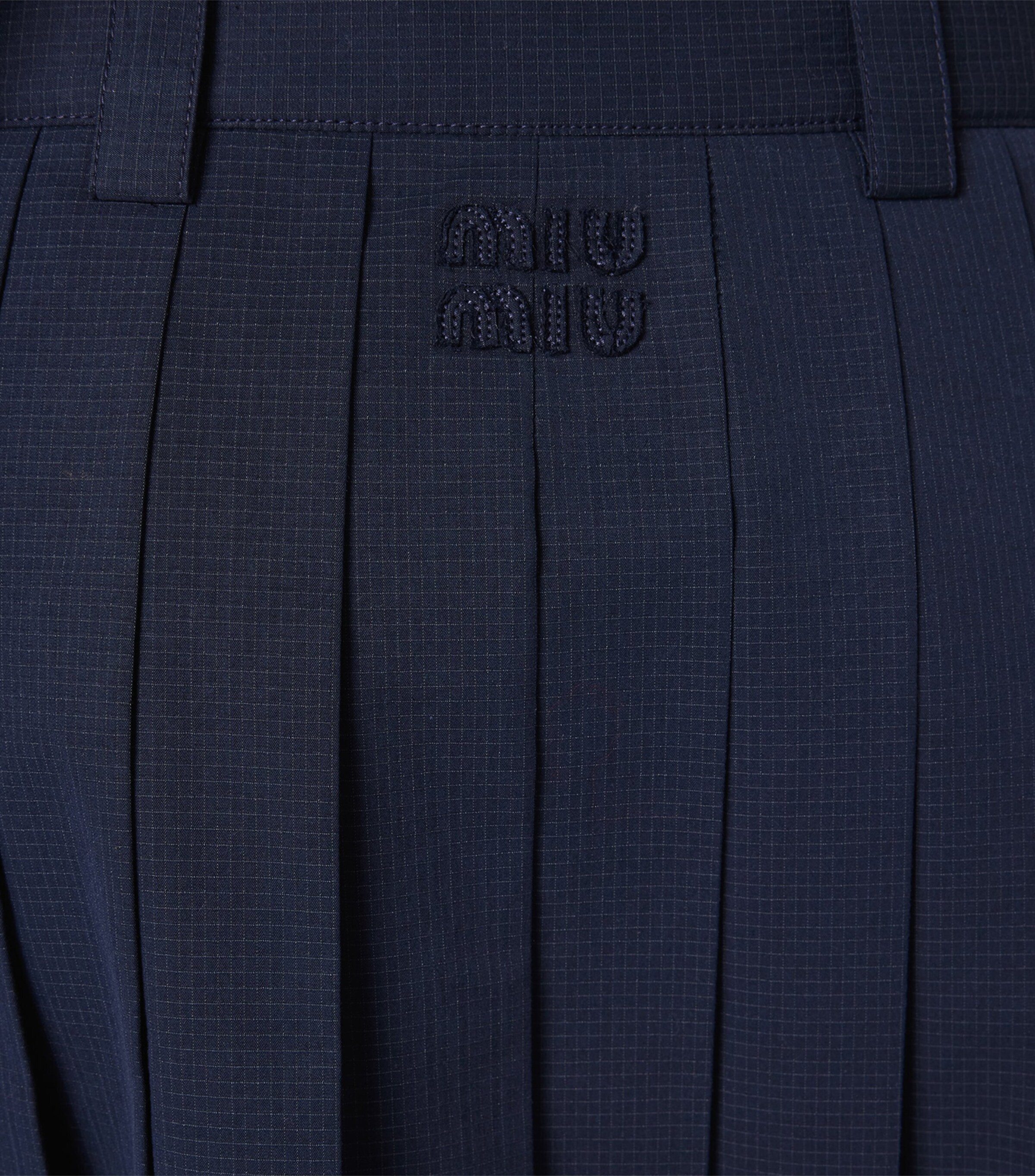 Miu Miu Womens Pleated Ripstop Midi Skirt Image 5