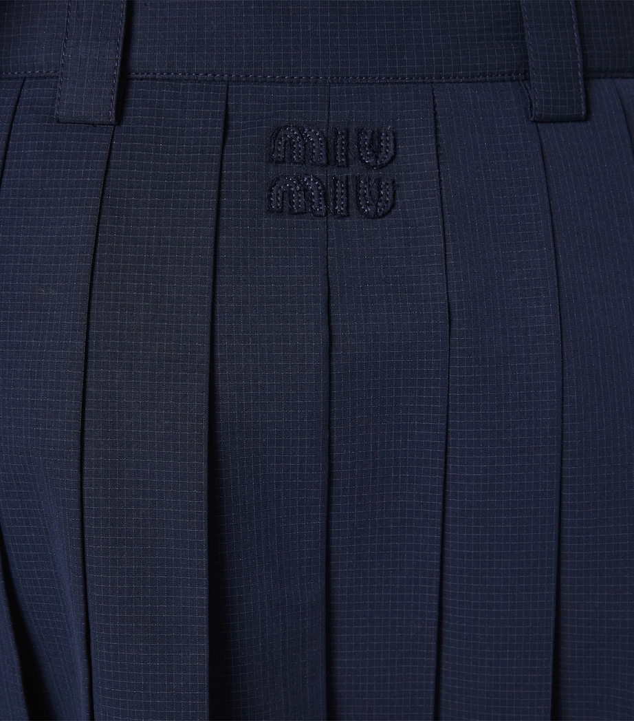 Miu Miu Womens Pleated Ripstop Midi Skirt Image 5