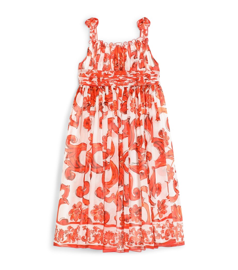 Dolce&Gabbana Kids Silk Majolica Print Dress (8-12+ Years) Mix Maiolica L Image 1