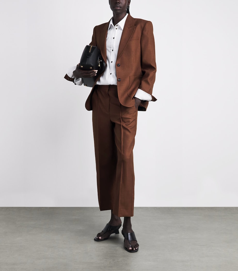 ME+EM Womens Wool-Blend Sharp Contour Blazer Pecan Brown Image 2