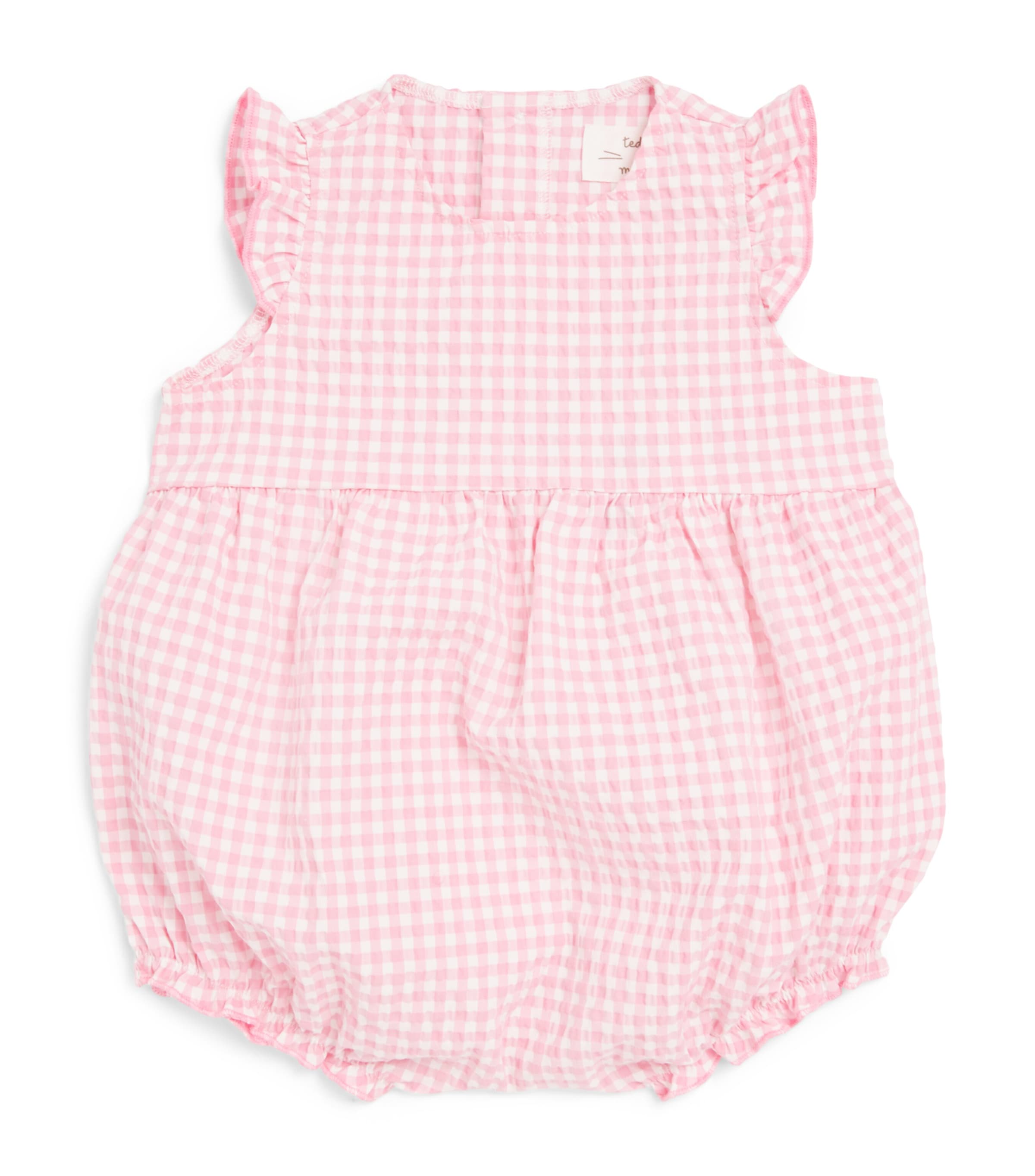 Teddy & Minou Check Bodysuit (1-18 Months) Bubble Pink Image 1