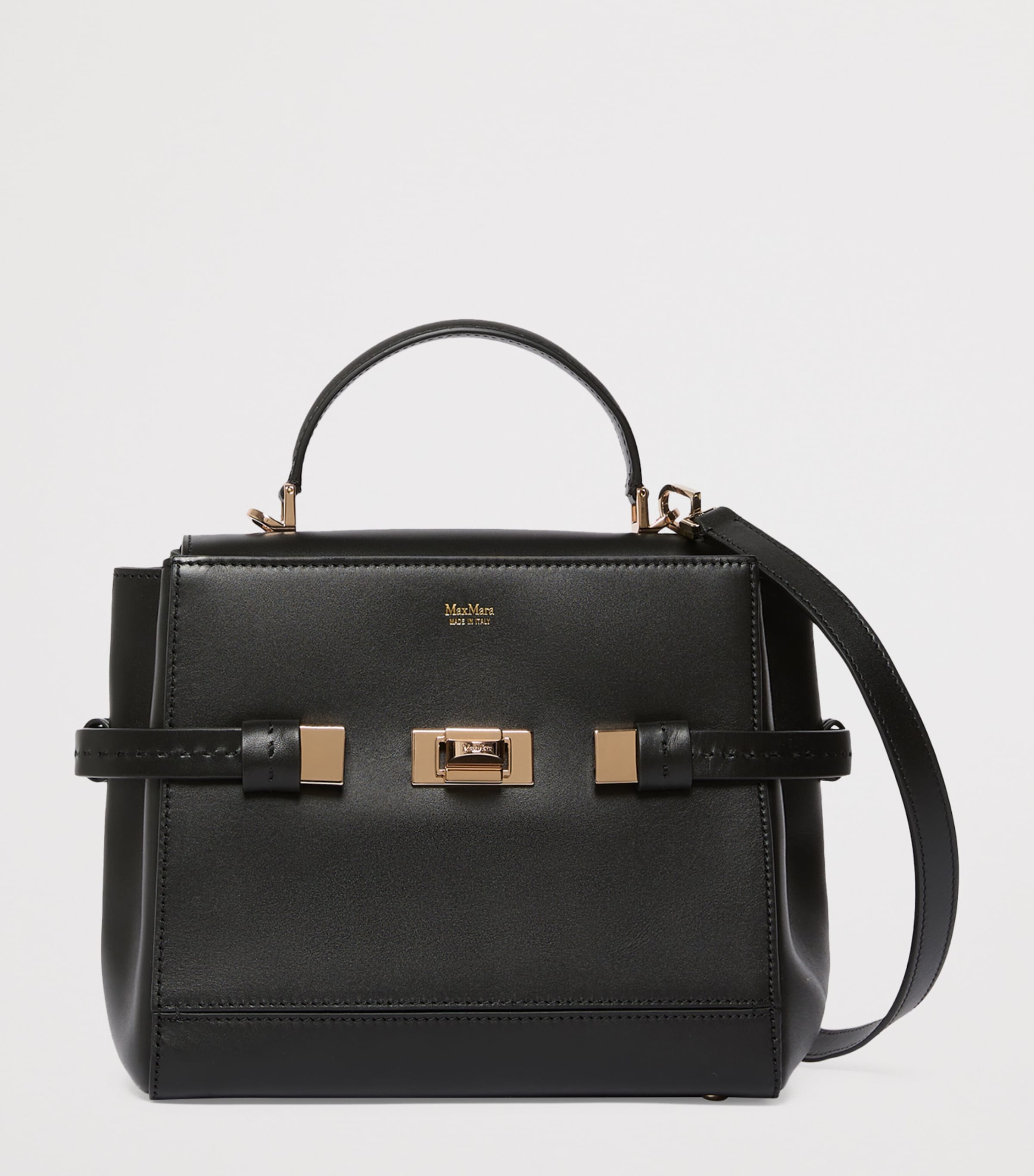 Leather Margaux Top-Handle Bag BLACK Image 5