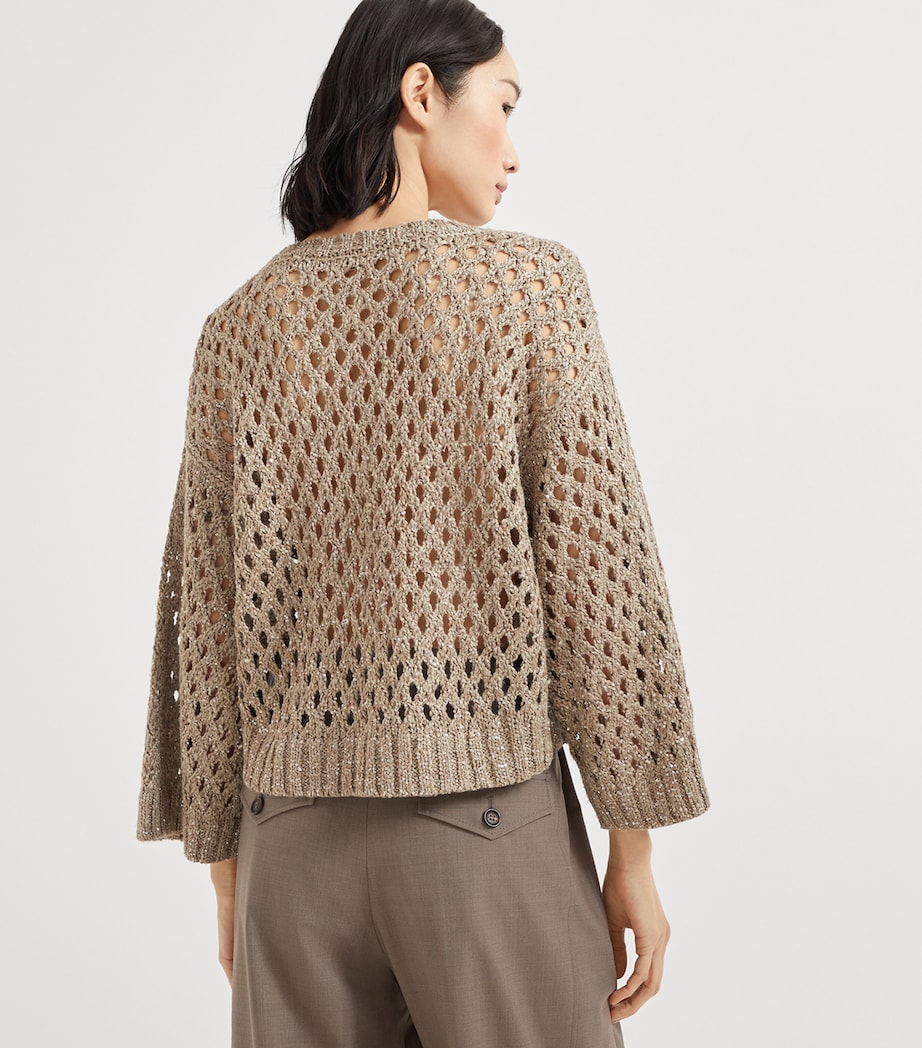 Silk-Linen-Blend Net Sweater C9545 Image 3