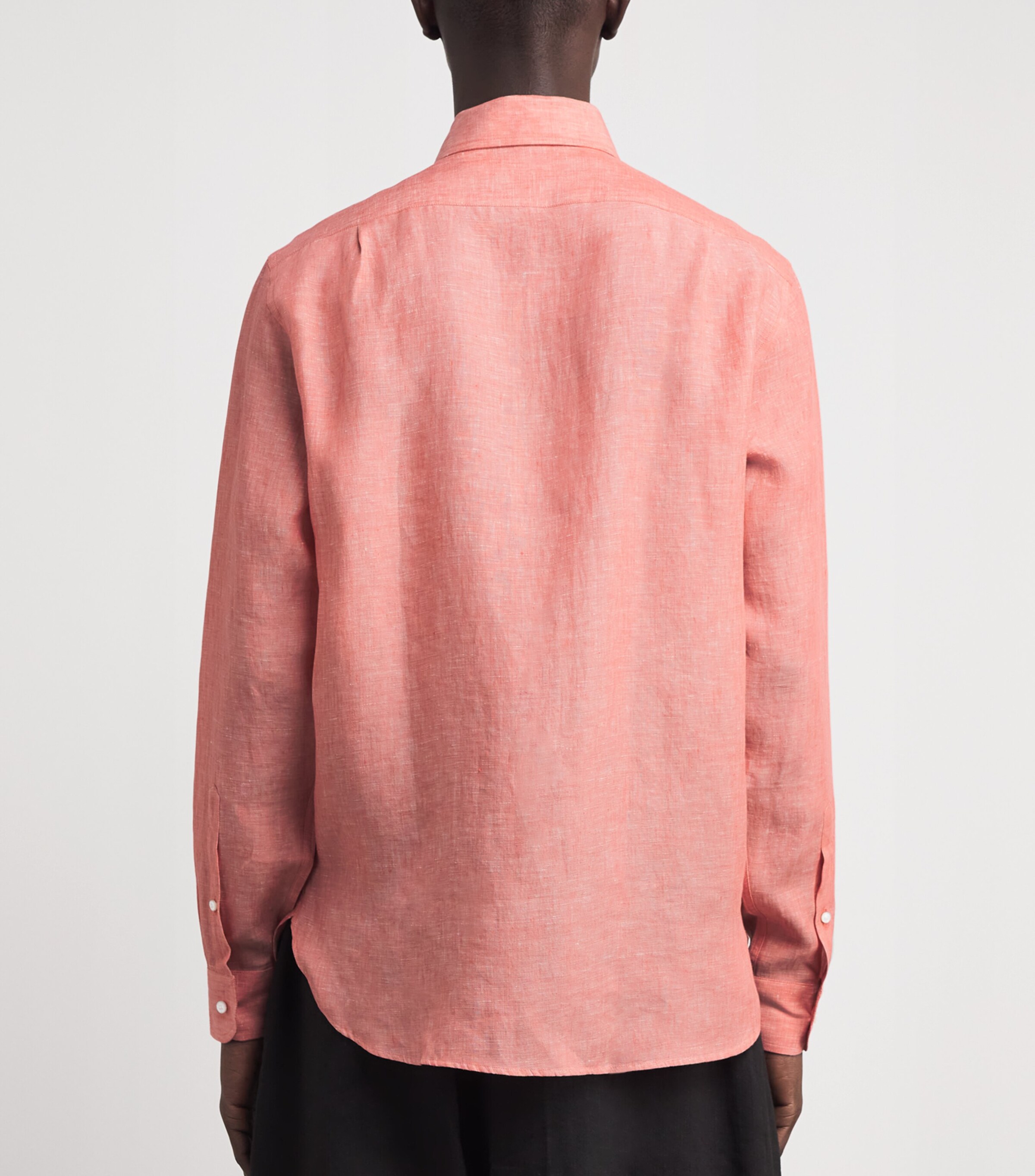 Ralph Lauren Purple Label Mens Linen Long-Sleeve Shirt Rasberry Image 5