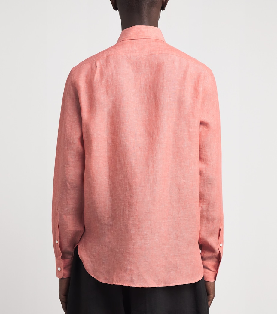Ralph Lauren Purple Label Mens Linen Long-Sleeve Shirt Rasberry Image 5
