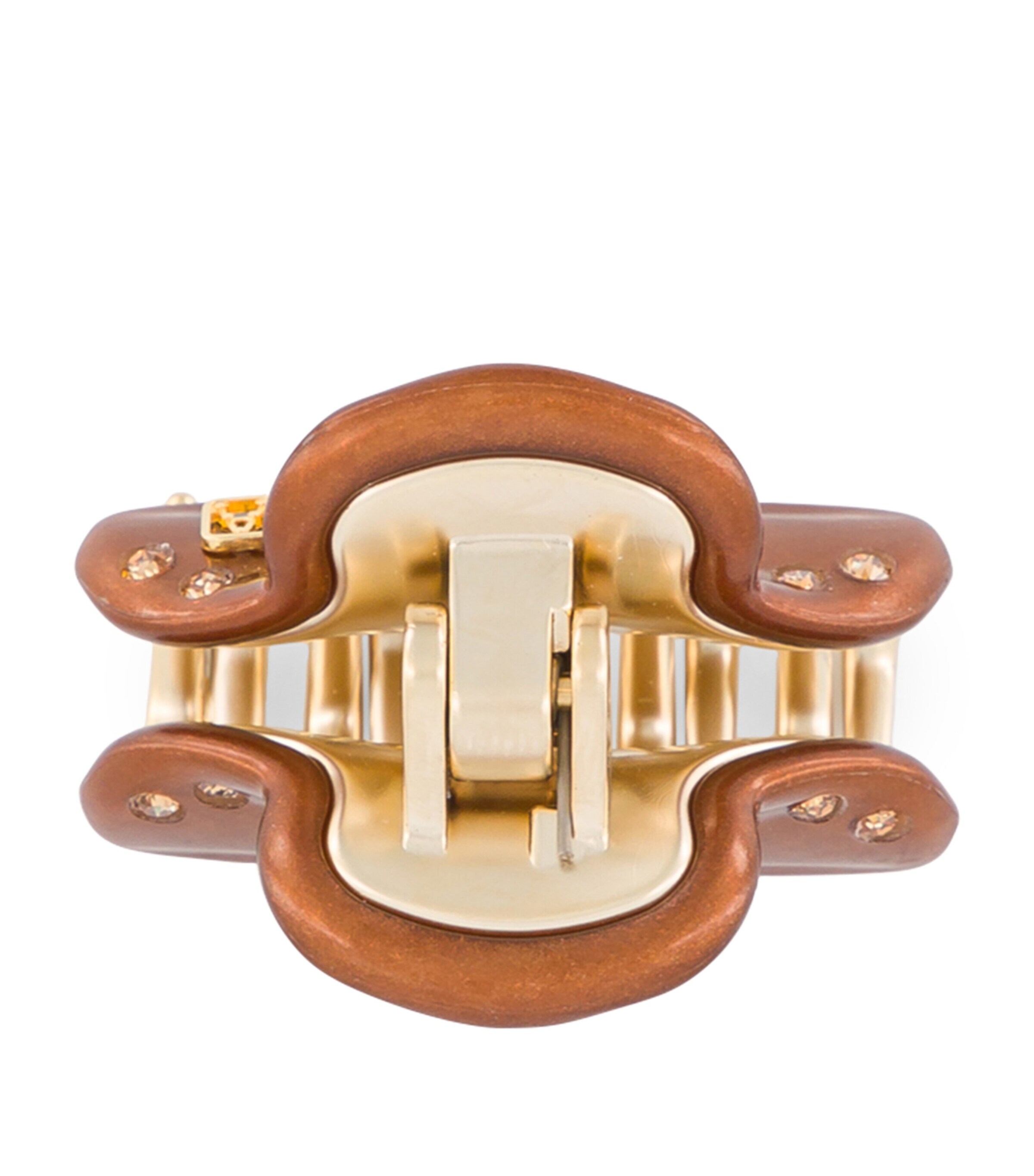 Alexandre de Paris Gold-Plated Crystal-Embellished Claw Hair Clip Pail Brun/or Image 3