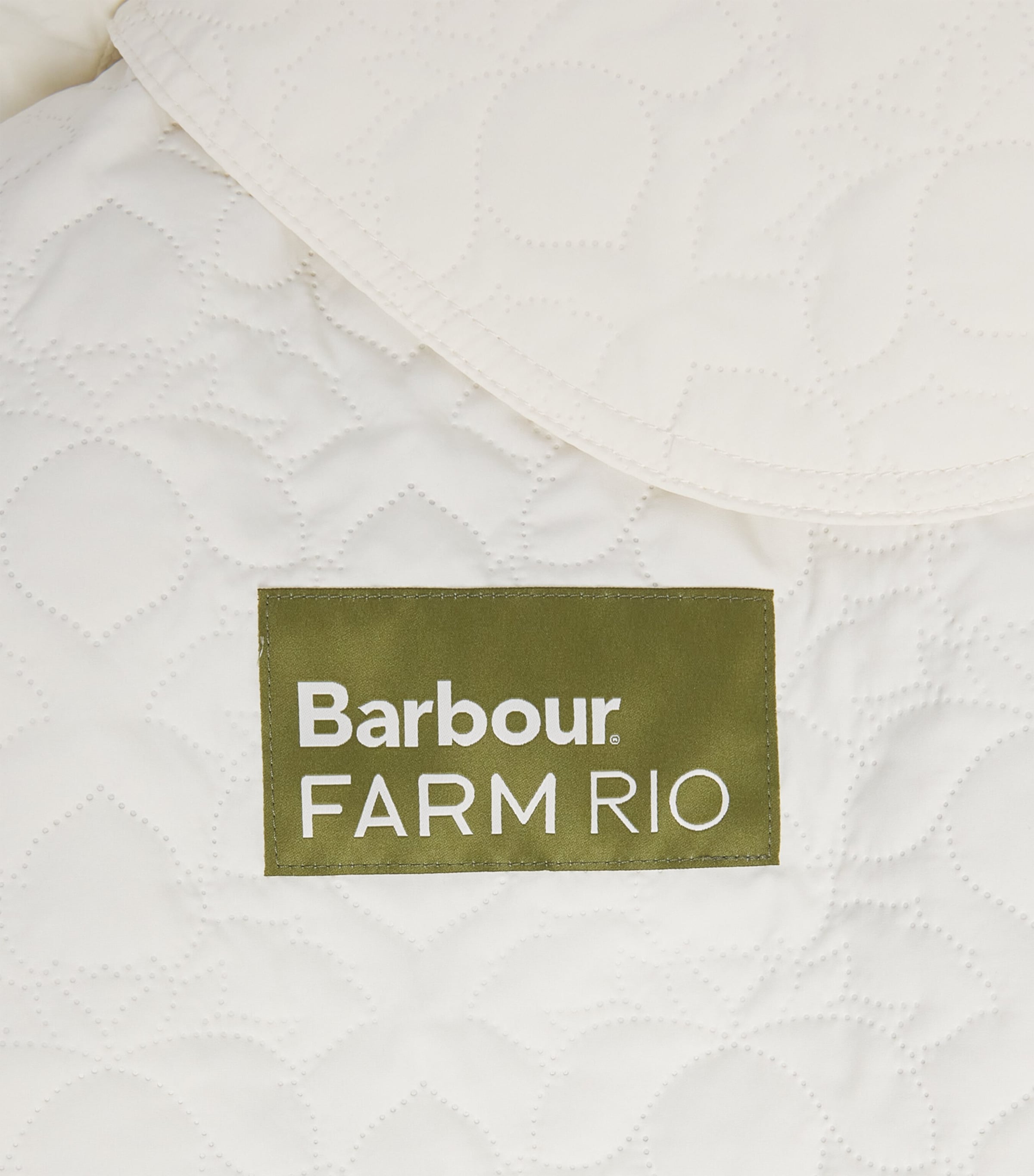 Barbour Womens x Farm Rio Quilted Floral-Patch Jacket White Rose Image 6