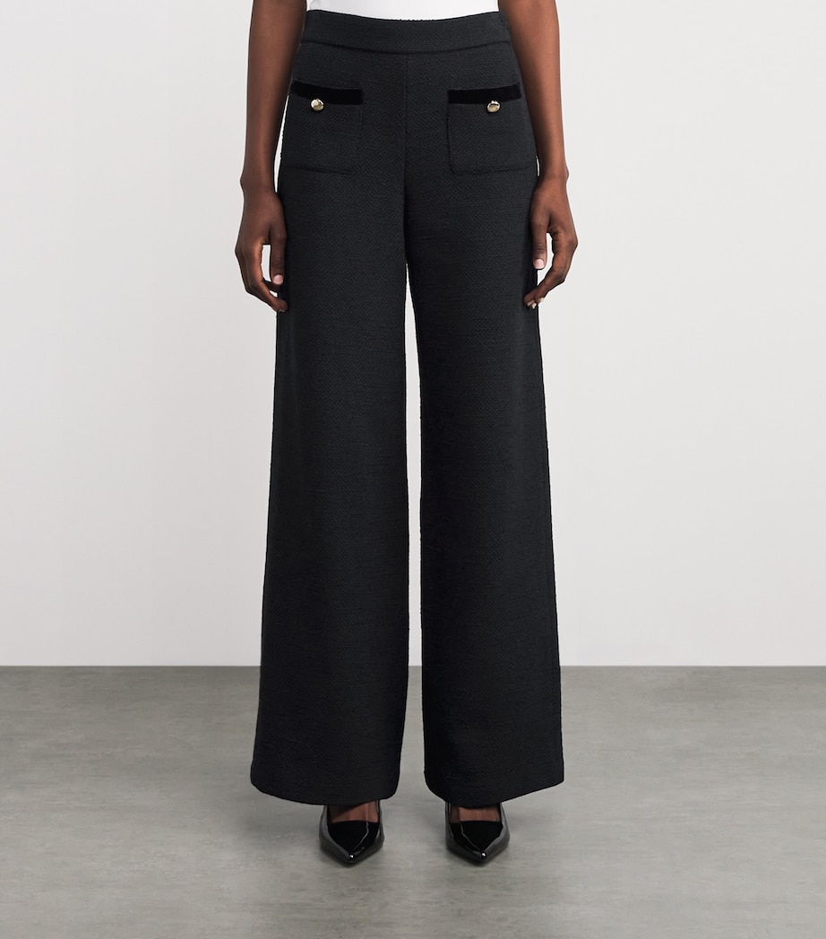 Tweed Wide-Leg Trousers BLACK Image 3