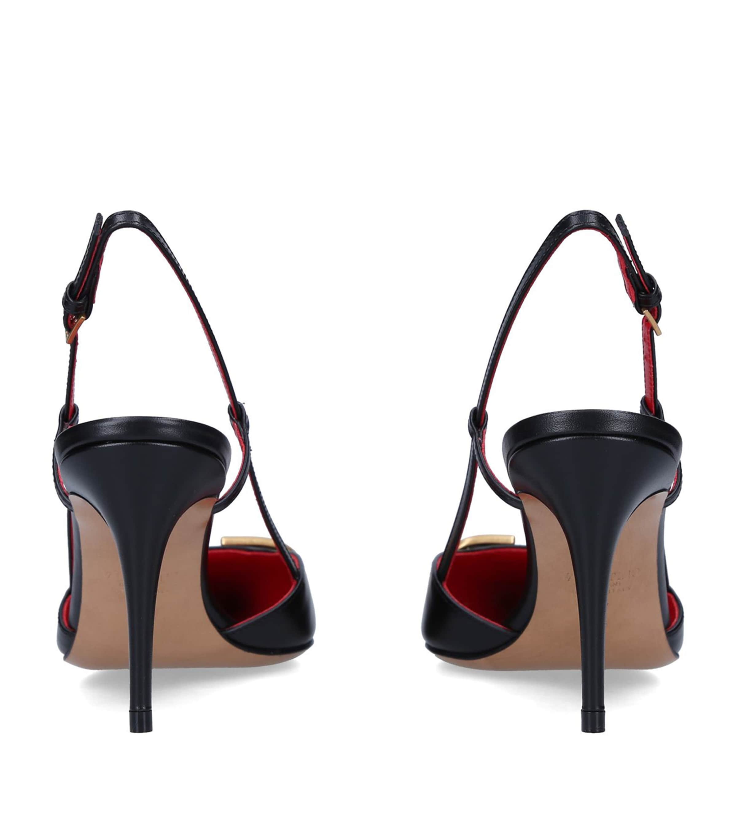 Valentino Garavani VLOGO Slingback Pumps 80 BLACK Image 3