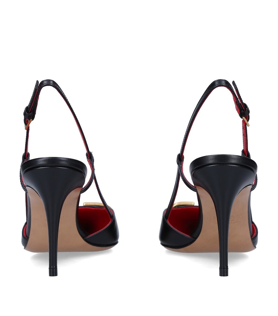 Valentino Garavani VLOGO Slingback Pumps 80 BLACK Image 3