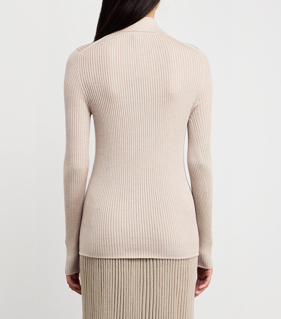 Wool-Blend Shimmer Cardigan BEIGE/BEIGE Image 4