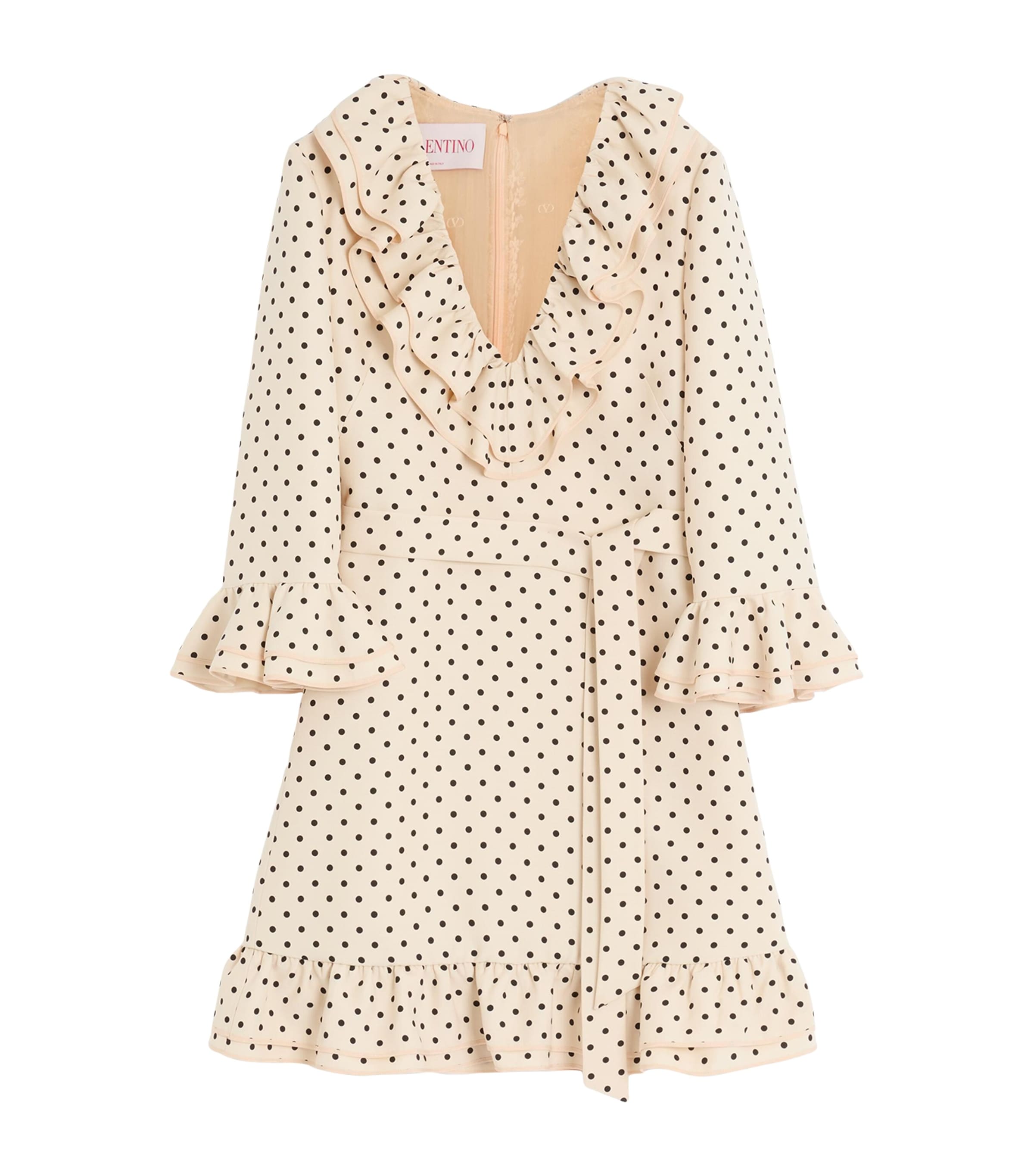 Shop Valentino Virgin Wool-silk Polka-dot Mini Dress