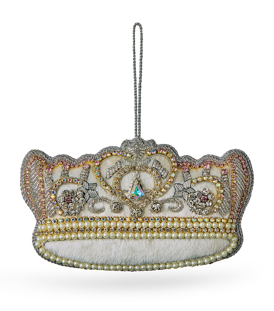 Embellished Crown Tree Decoration WHITE/PINK Image 1