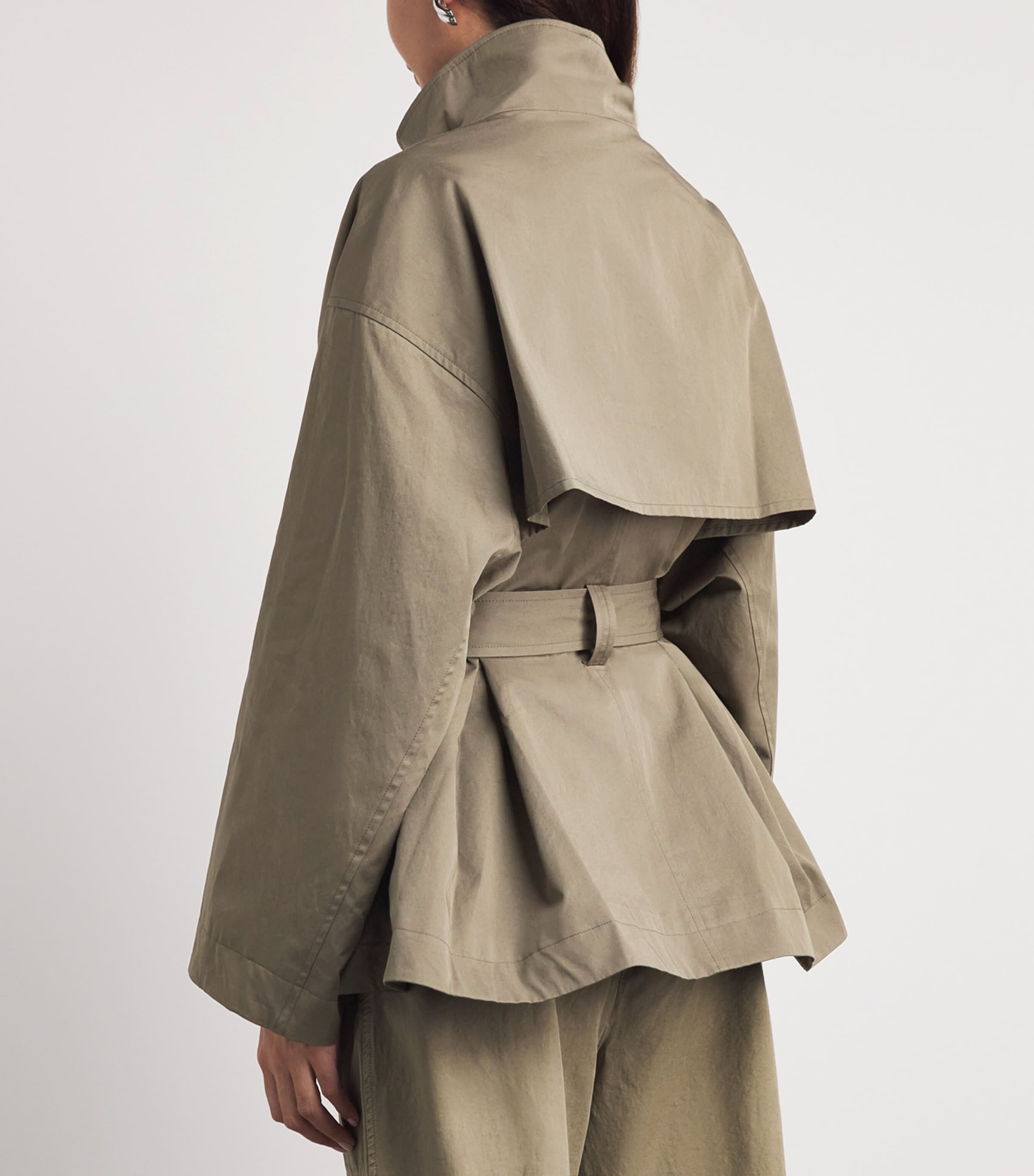 FRAME Womens The Field Short Trench Coat Army Image 5