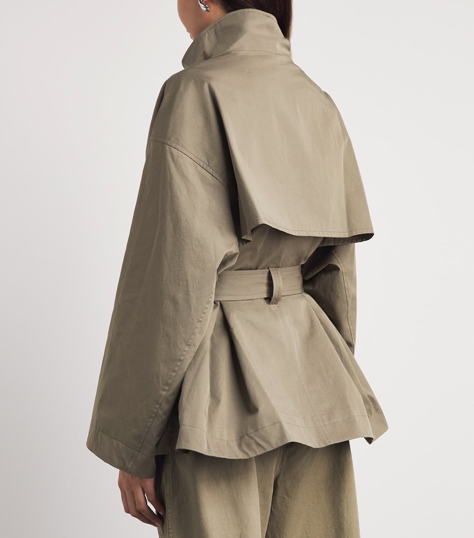 FRAME Womens The Field Short Trench Coat Army Image 5