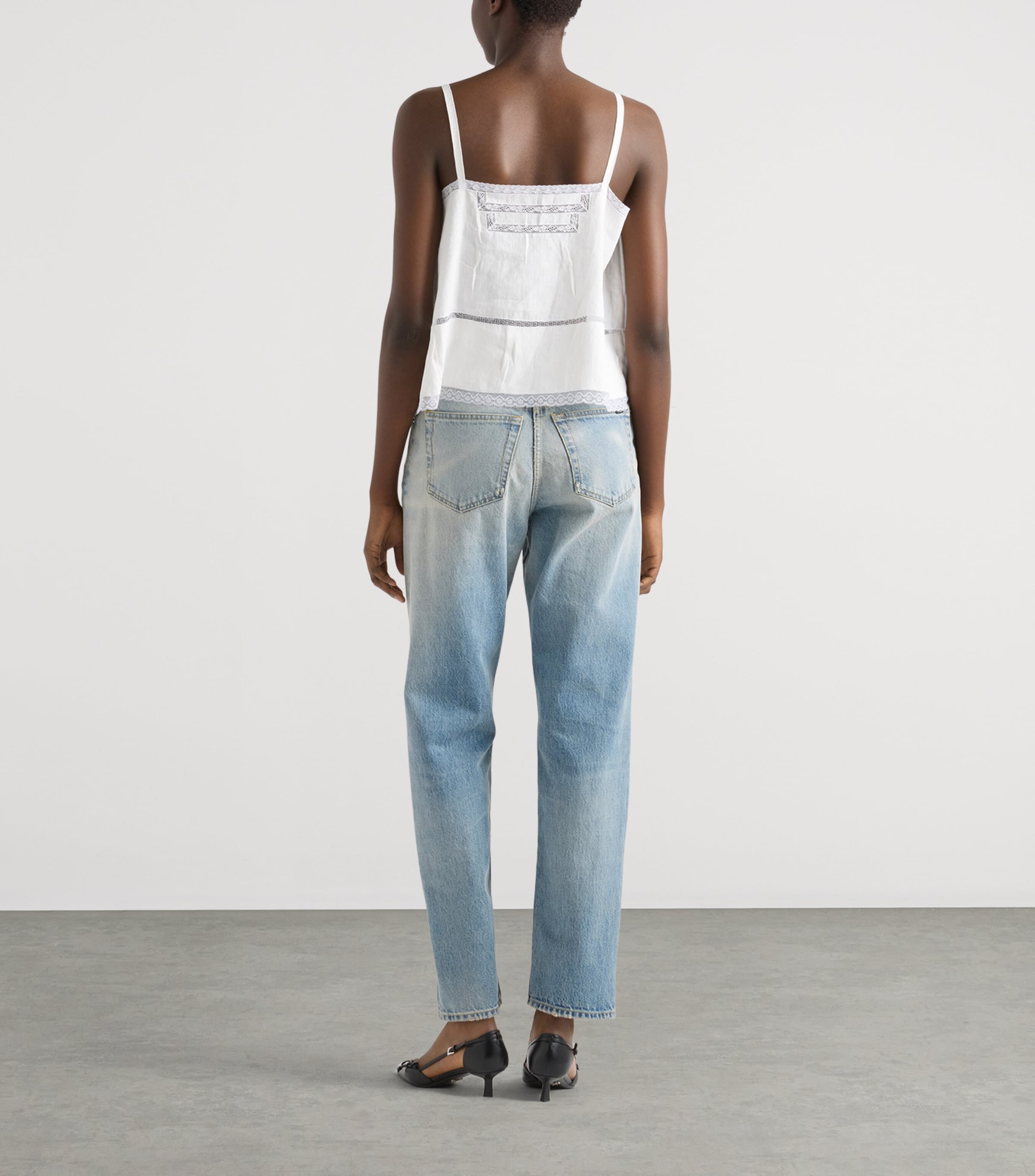Prada Womens Washed Slim Jeans Blue Image 5