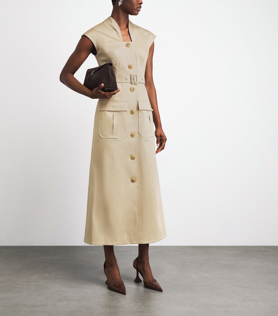 Huishan Zhang Womens Stretch-Cotton Nyx Midi Dress Camel Image 2
