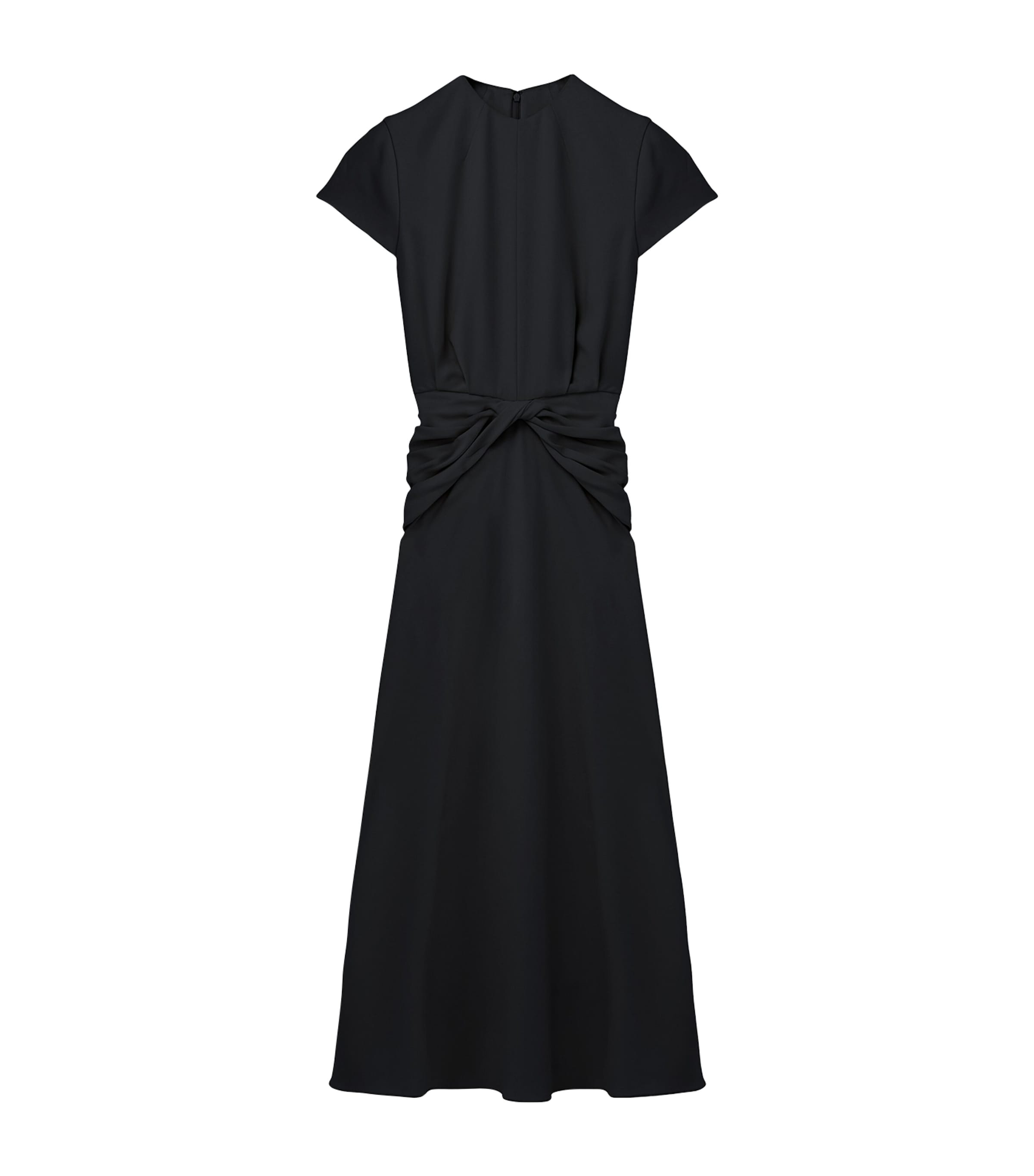 Alexander Mcqueen Knot-waist Midi Dress In Black