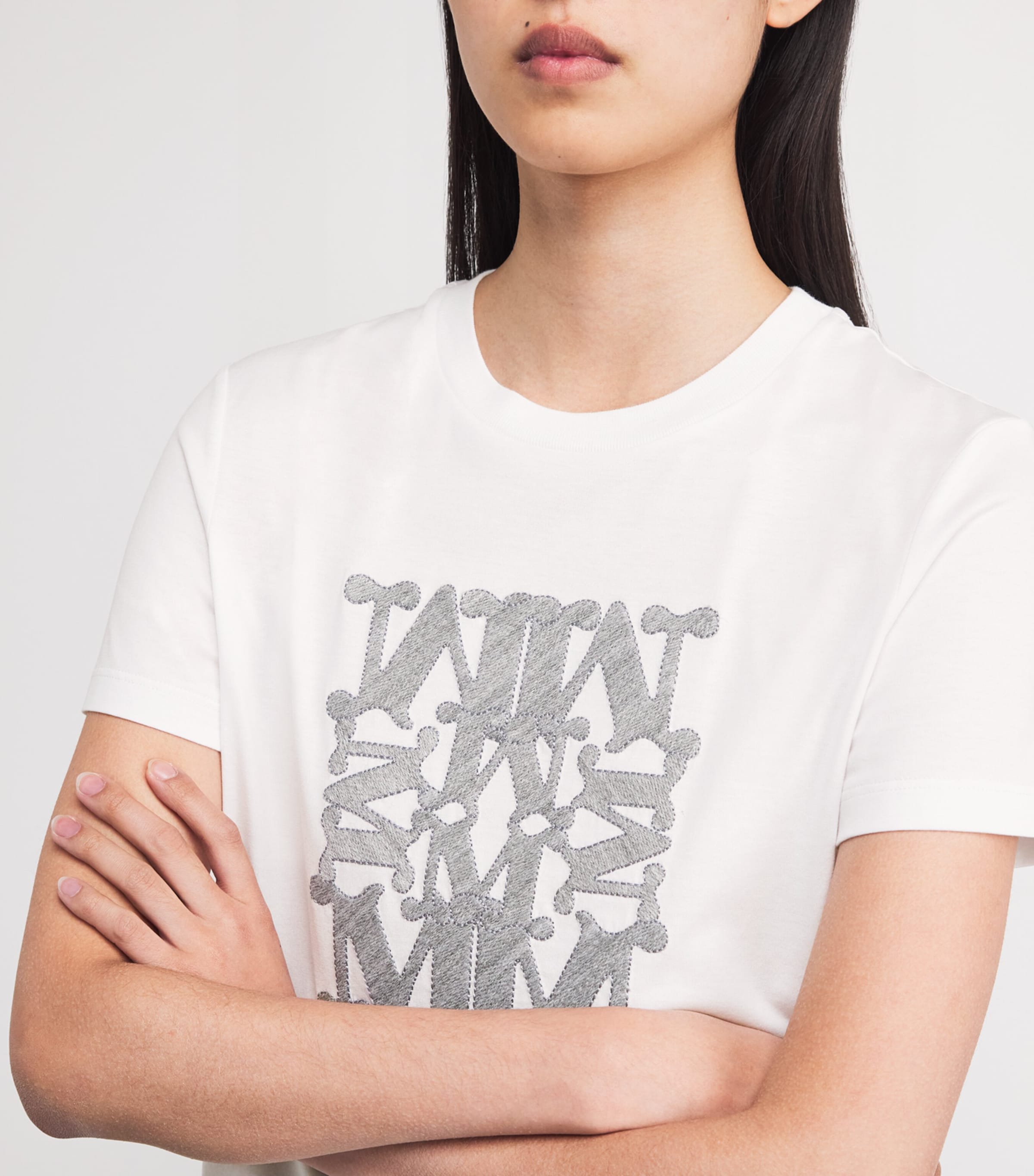 Cotton Embroidered T-Shirt WHITE Image 6